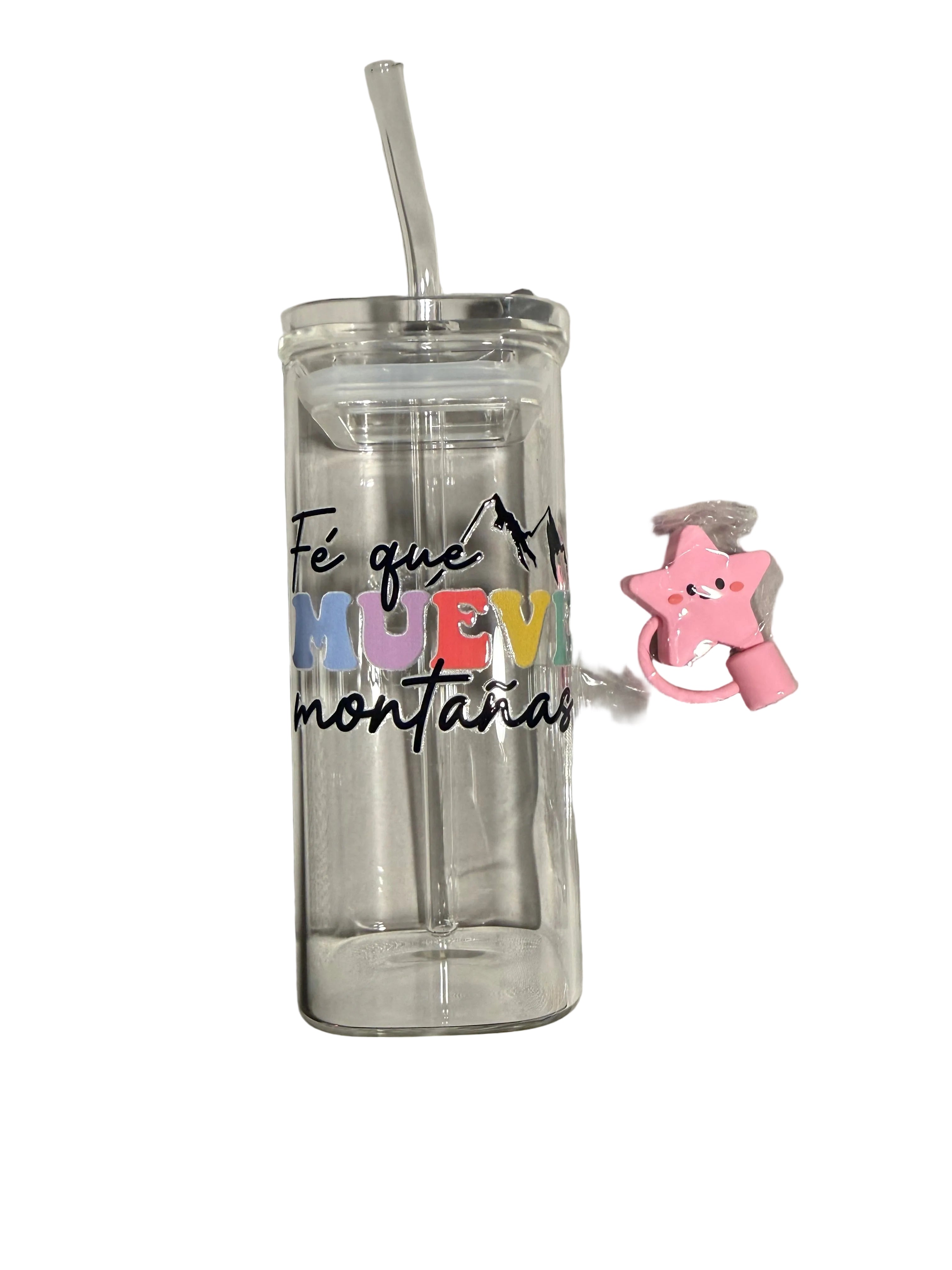 Vaso Acrílico Cristano con Tapa y Popote – Diseño Inspiracional – 10–12 oz