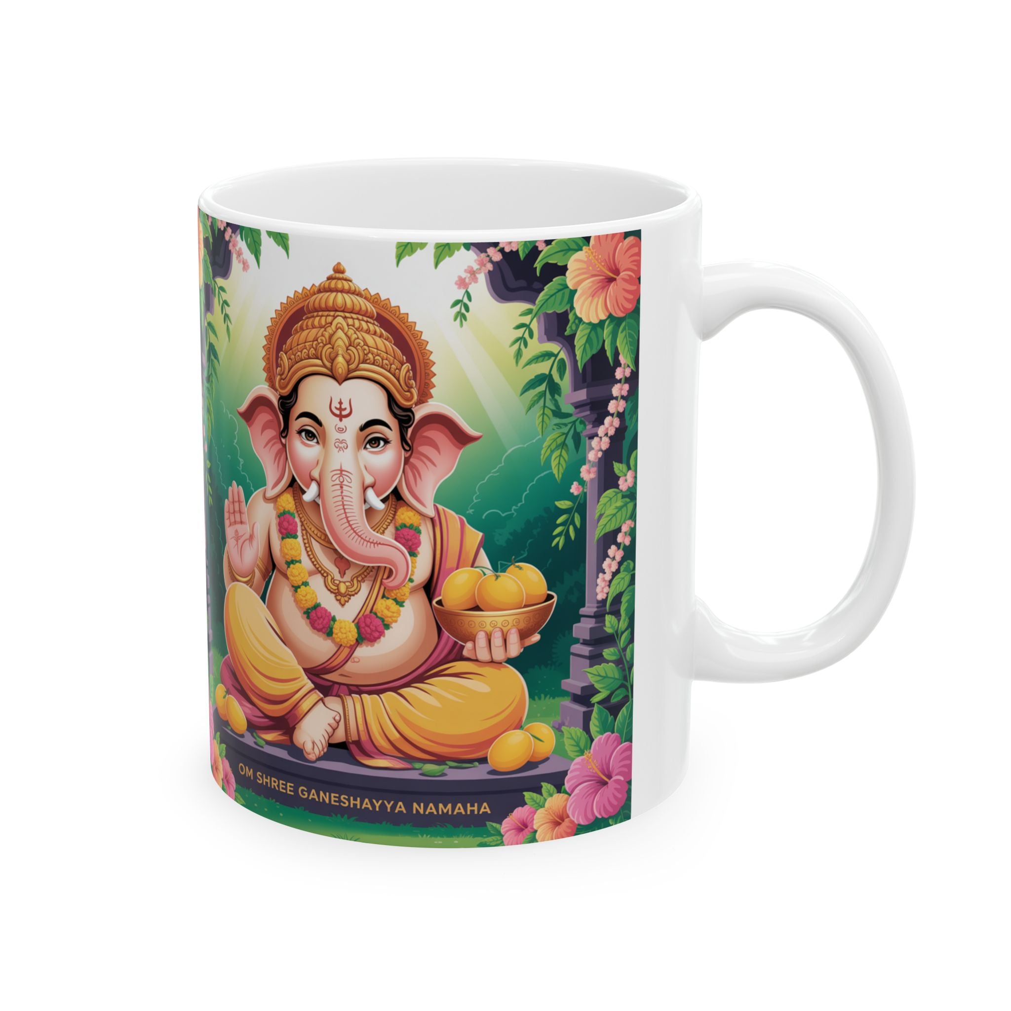 Spiritual Ganesh Ceramic Mug, Meditation Gift, Indian Art Mug, Home Decor, Tea Coffee Cup, Festival Gift Idea