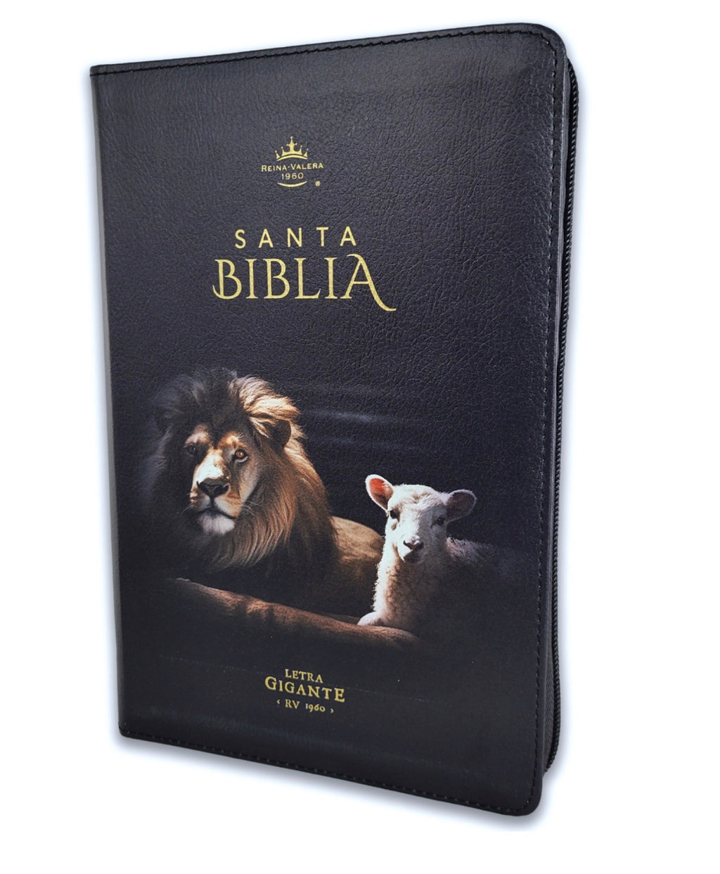 Biblia con Cierre Letra Gigante Manual 14 puntos RV1960 imit piel león y cordero negro con índice