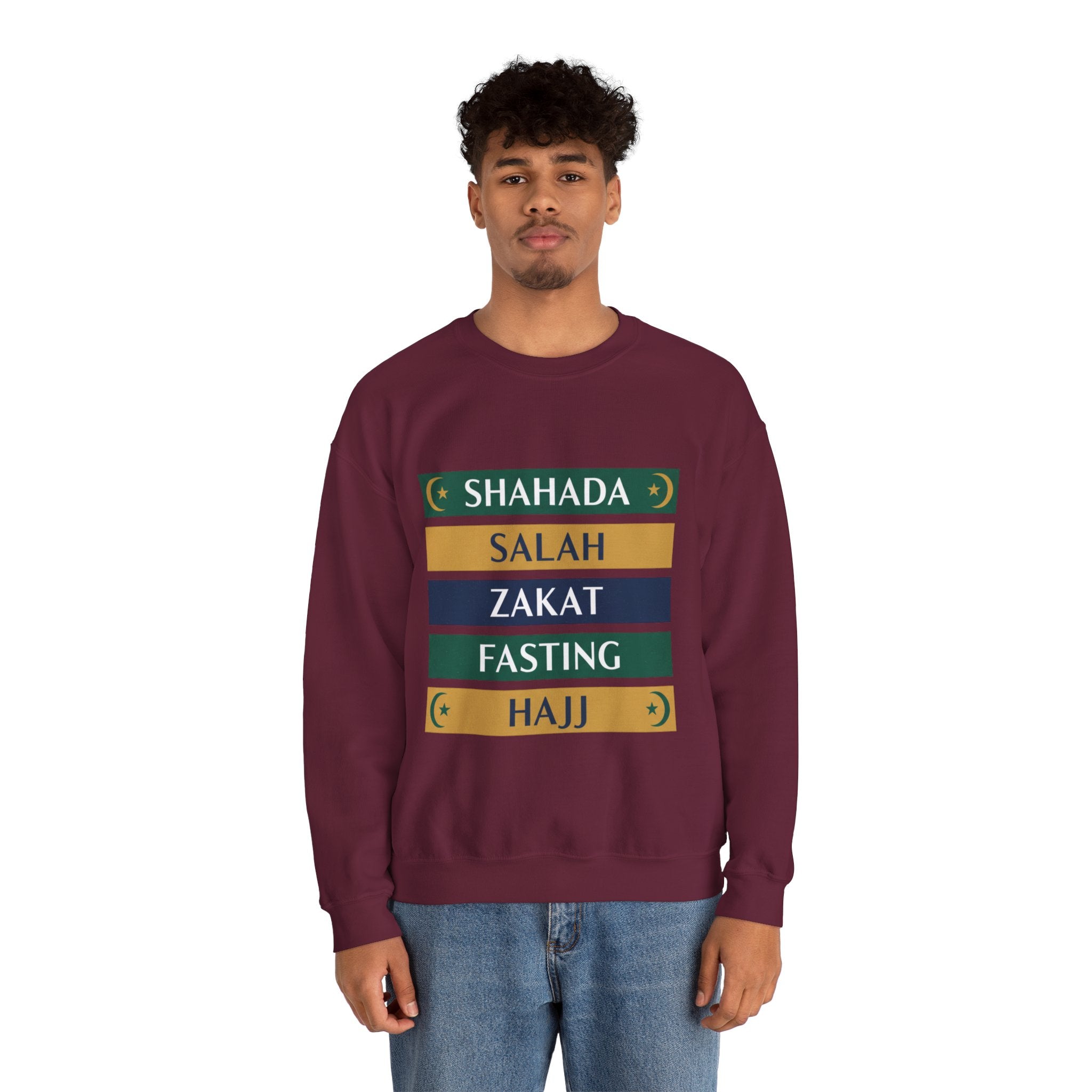 Islamic Pillars Sweatshirt — Shahada, Salah, Zakat, Fasting, Hajj Crewneck