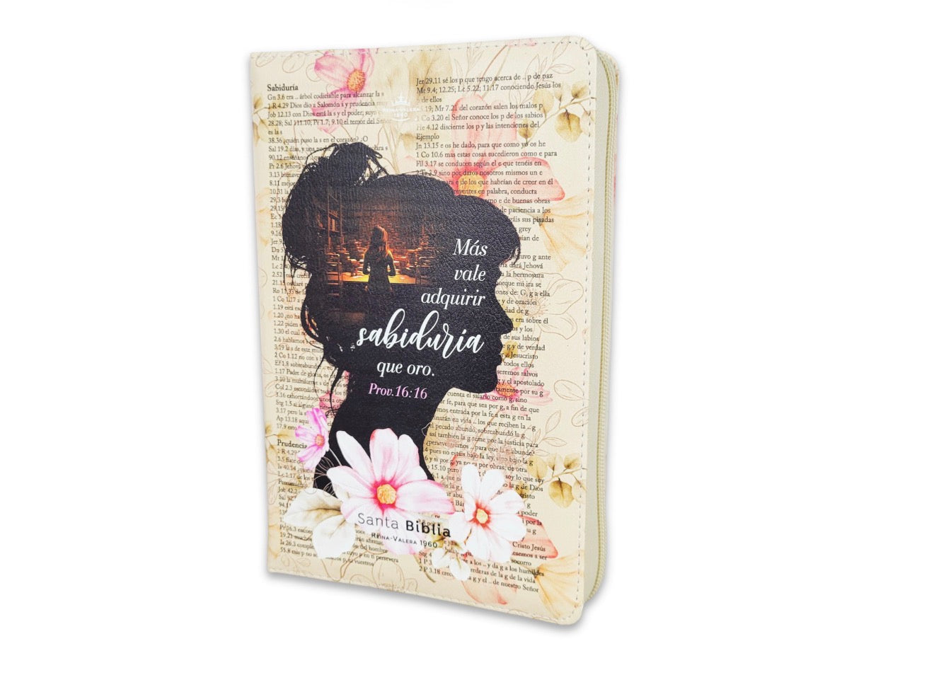 Biblia con Cierre Letra Gigante Manual 14 puntos RV1960 imit piel sabiduría con índice y canto floral