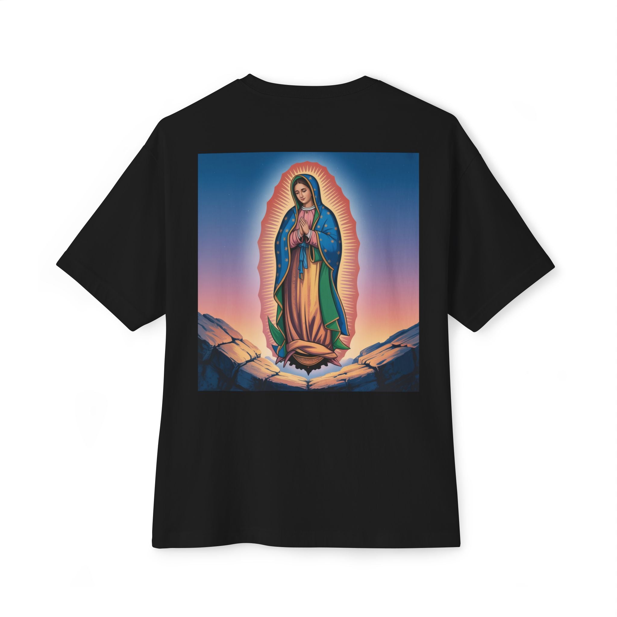 Spiritual Oversized Tee - Vintage Jesus & Virgin Mary Graphic Tee, Faith-Based Fashion, Unisex Gift, Christian Apparel, Nostalgic Tee
