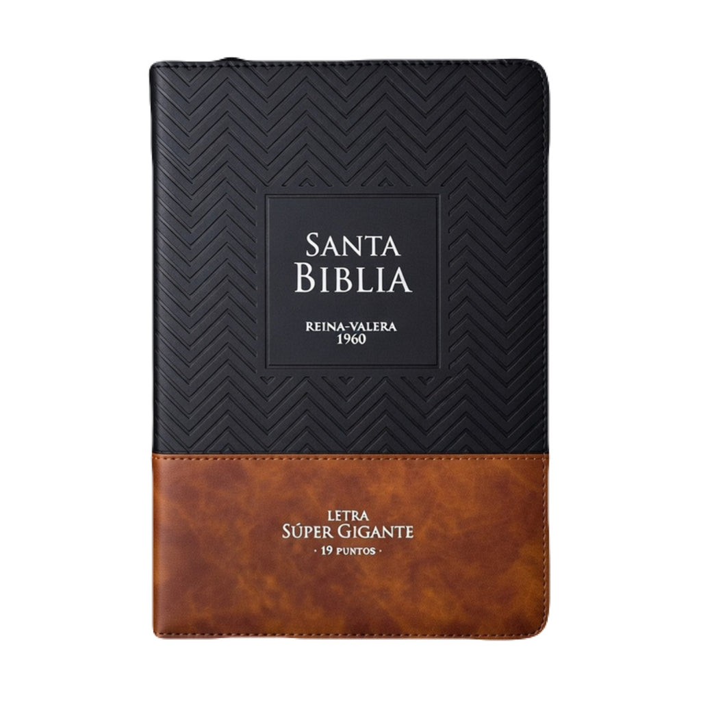 Biblia Letra Súper Gigante 19pts Con Cierre/Index Negro Geométrico/Café RV1960
