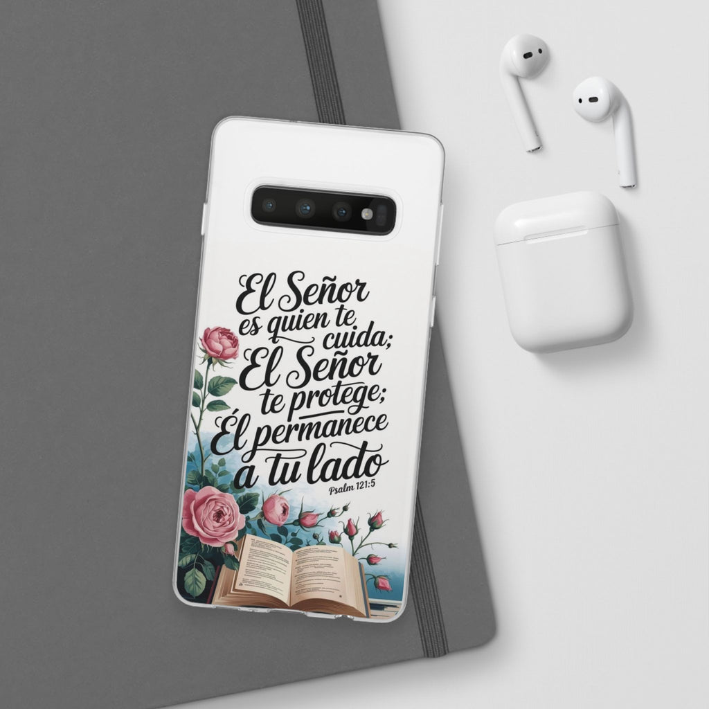 Inspirational Phone Case with Psalm 121:5 Quote, Flexi Case for Protection, Bible Verse Case, Gift for Faith Lovers, Spiritual Décor
