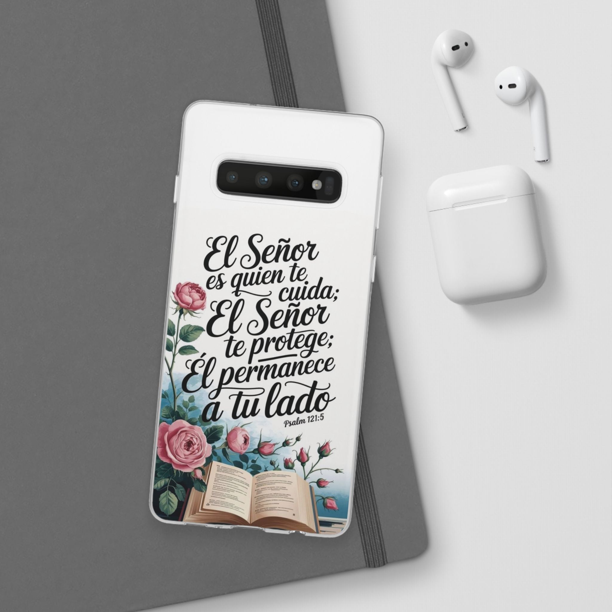 Inspirational Phone Case with Psalm 121:5 Quote, Flexi Case for Protection, Bible Verse Case, Gift for Faith Lovers, Spiritual Décor