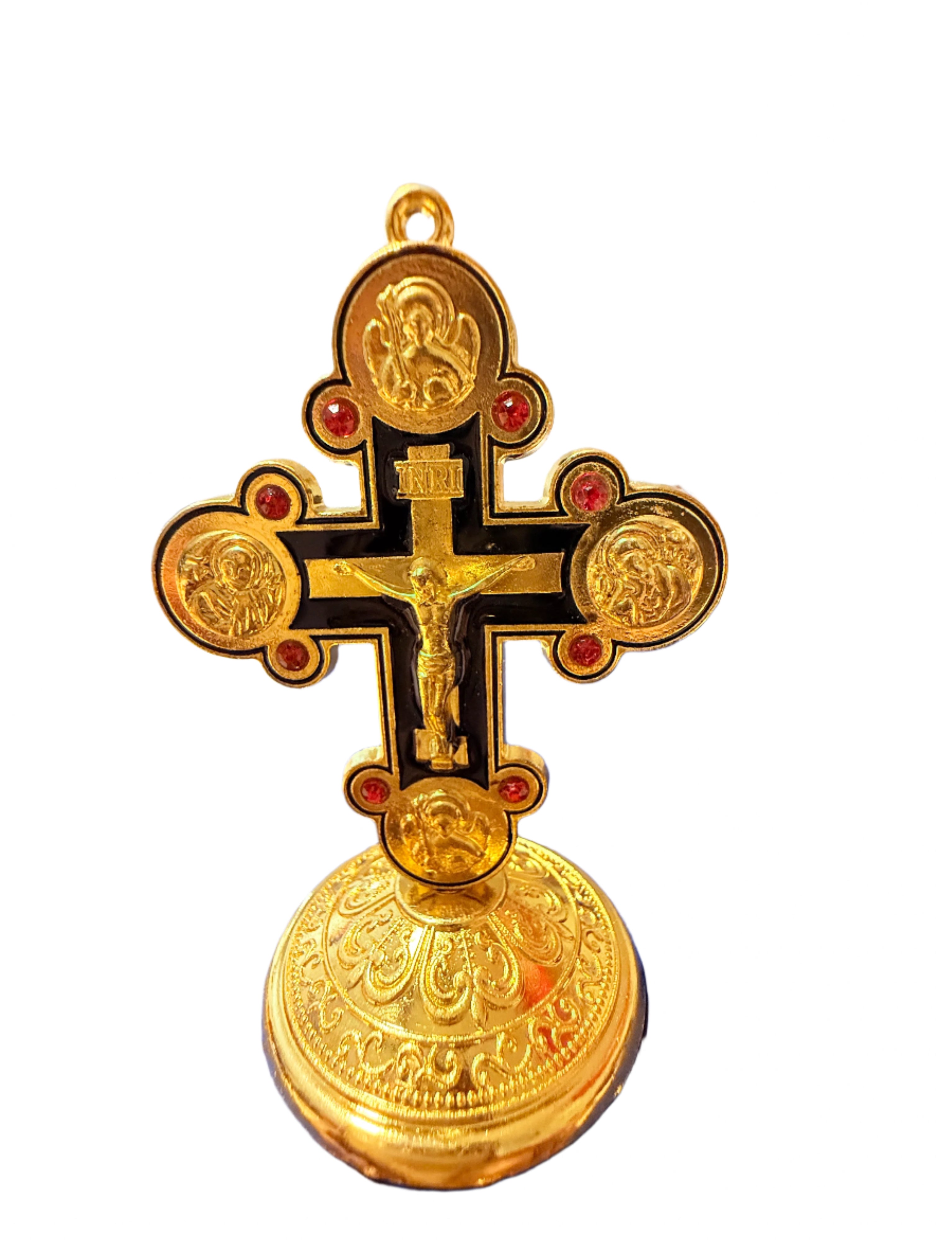Metal Crucifix 3 Inches/ Metal Cross, Plastic Base