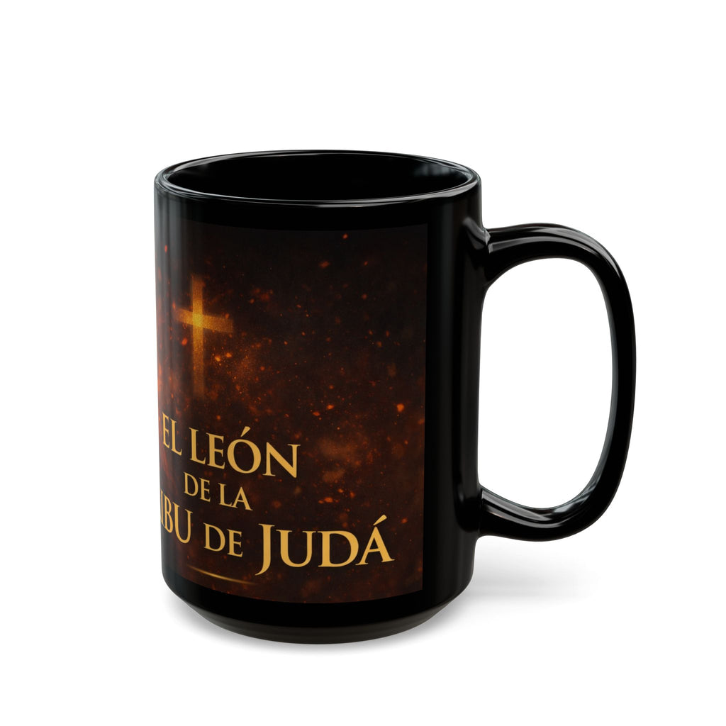Lion of Judah Black Mug — "El León de la Tribu de Judá" Christian Coffee Cup