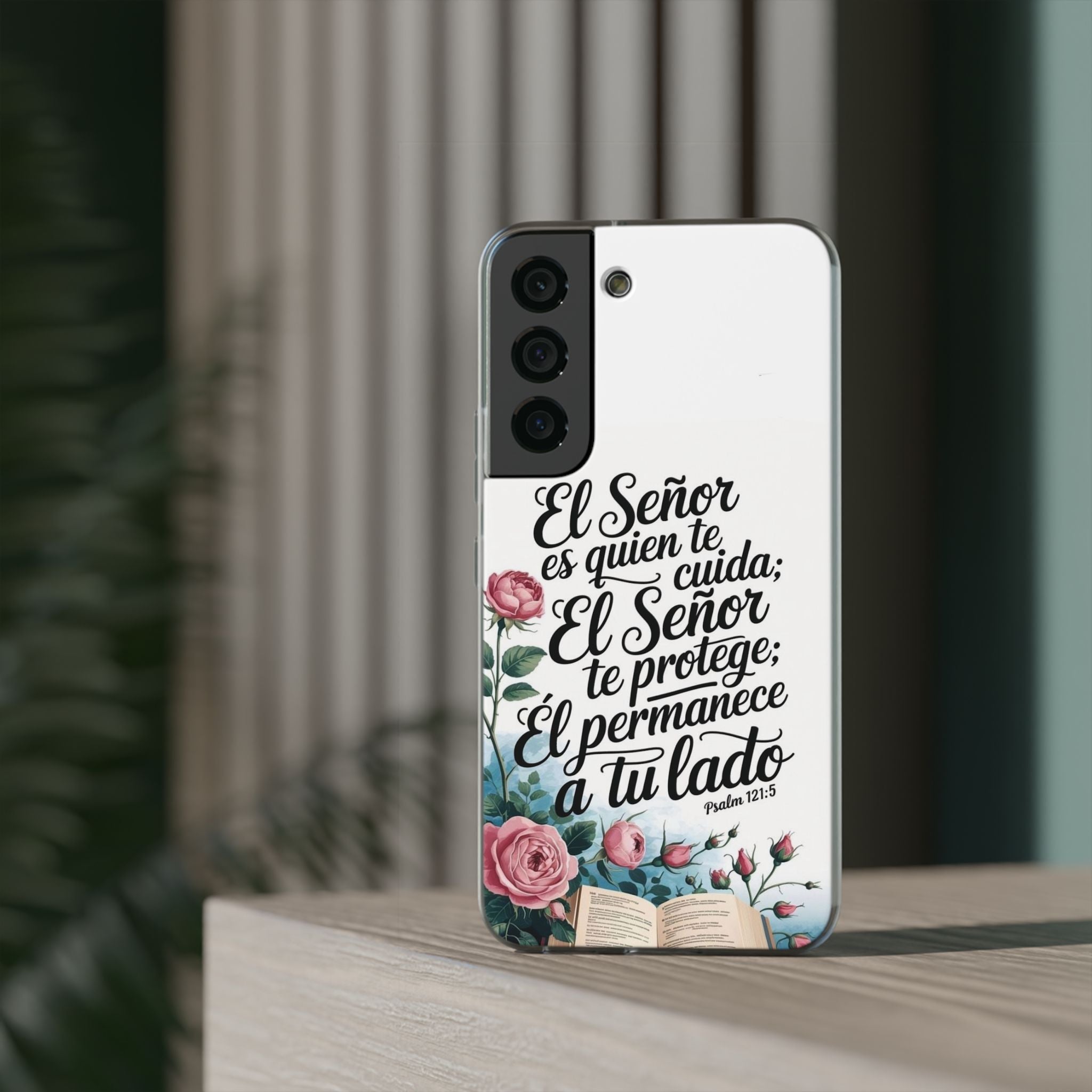 Inspirational Phone Case with Psalm 121:5 Quote, Flexi Case for Protection, Bible Verse Case, Gift for Faith Lovers, Spiritual Décor