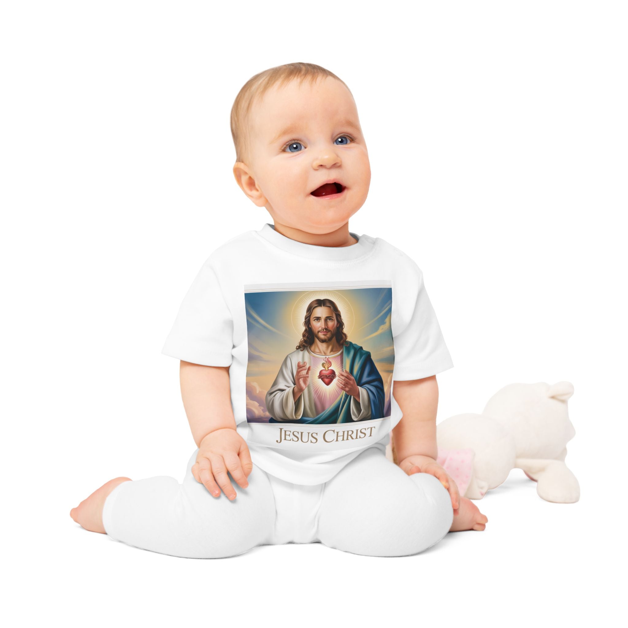 Jesus Christ Baby T-Shirt, Cute Christening Outfit, Infant Religious Apparel, Baby Shower Gift, First Communion Top