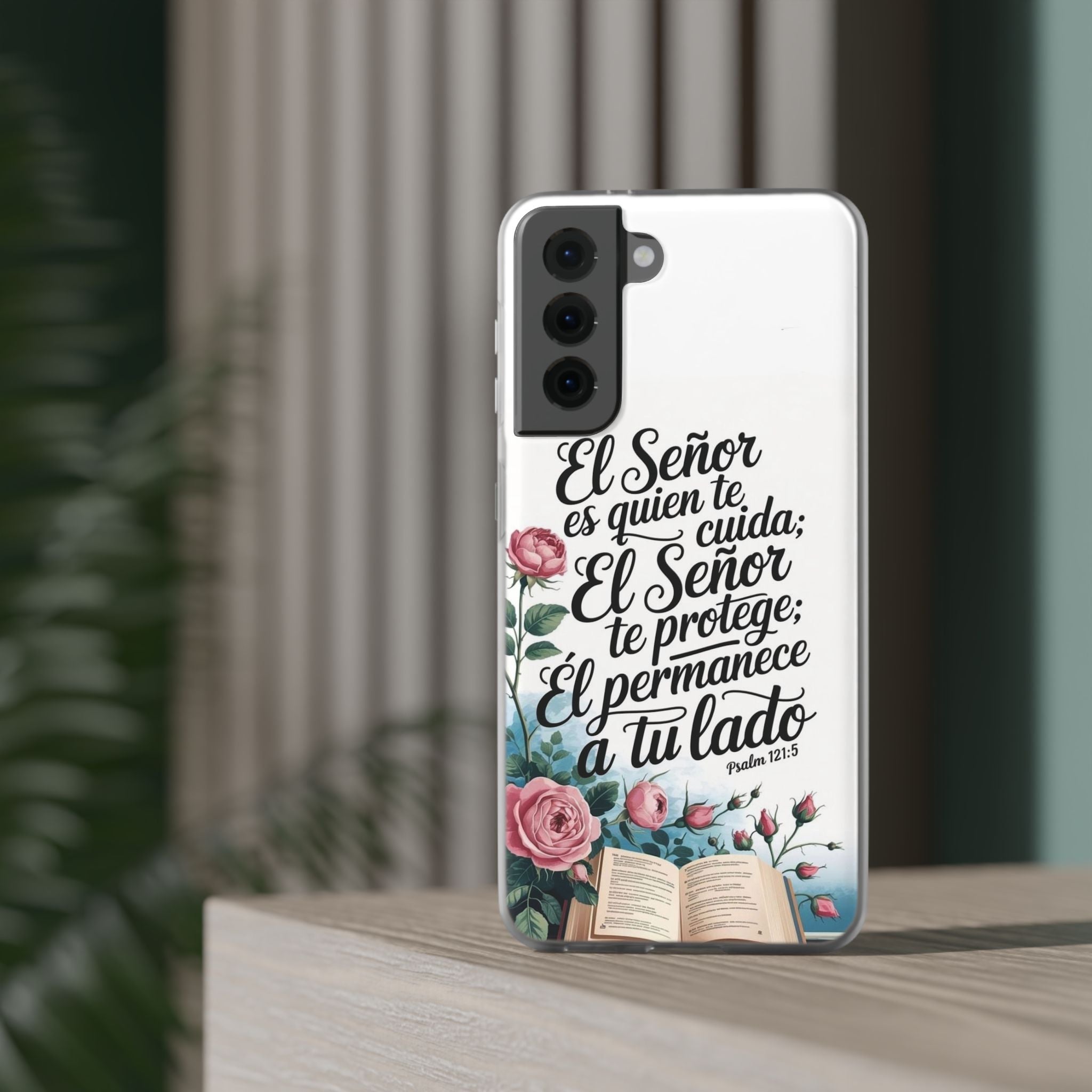 Inspirational Phone Case with Psalm 121:5 Quote, Flexi Case for Protection, Bible Verse Case, Gift for Faith Lovers, Spiritual Décor