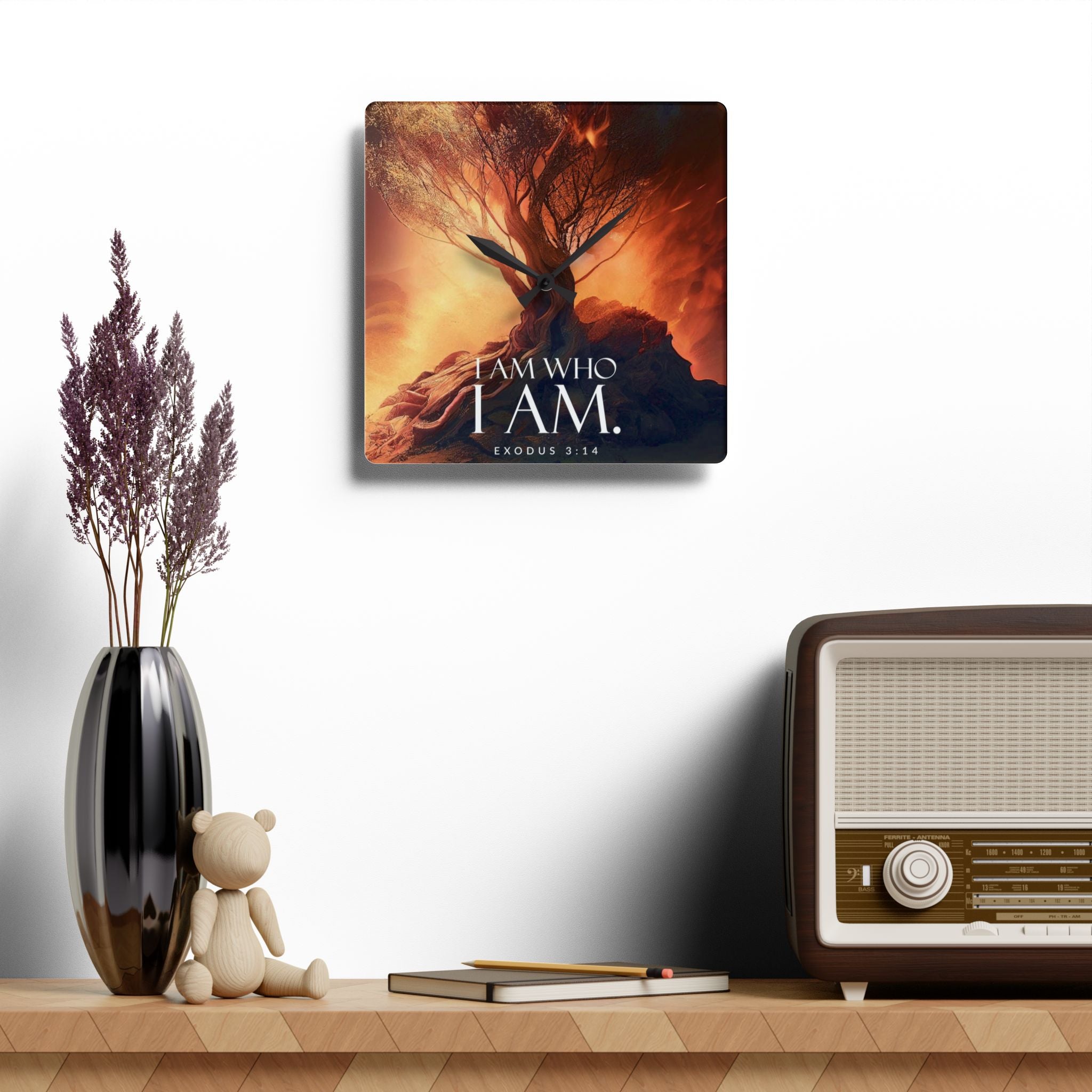 Exquisite Acrylic Wall Clock - "I Am Who I Am" Design, Inspirational Decor, Christian Gift, Unique Home Accent, Modern Scripture Wall Art