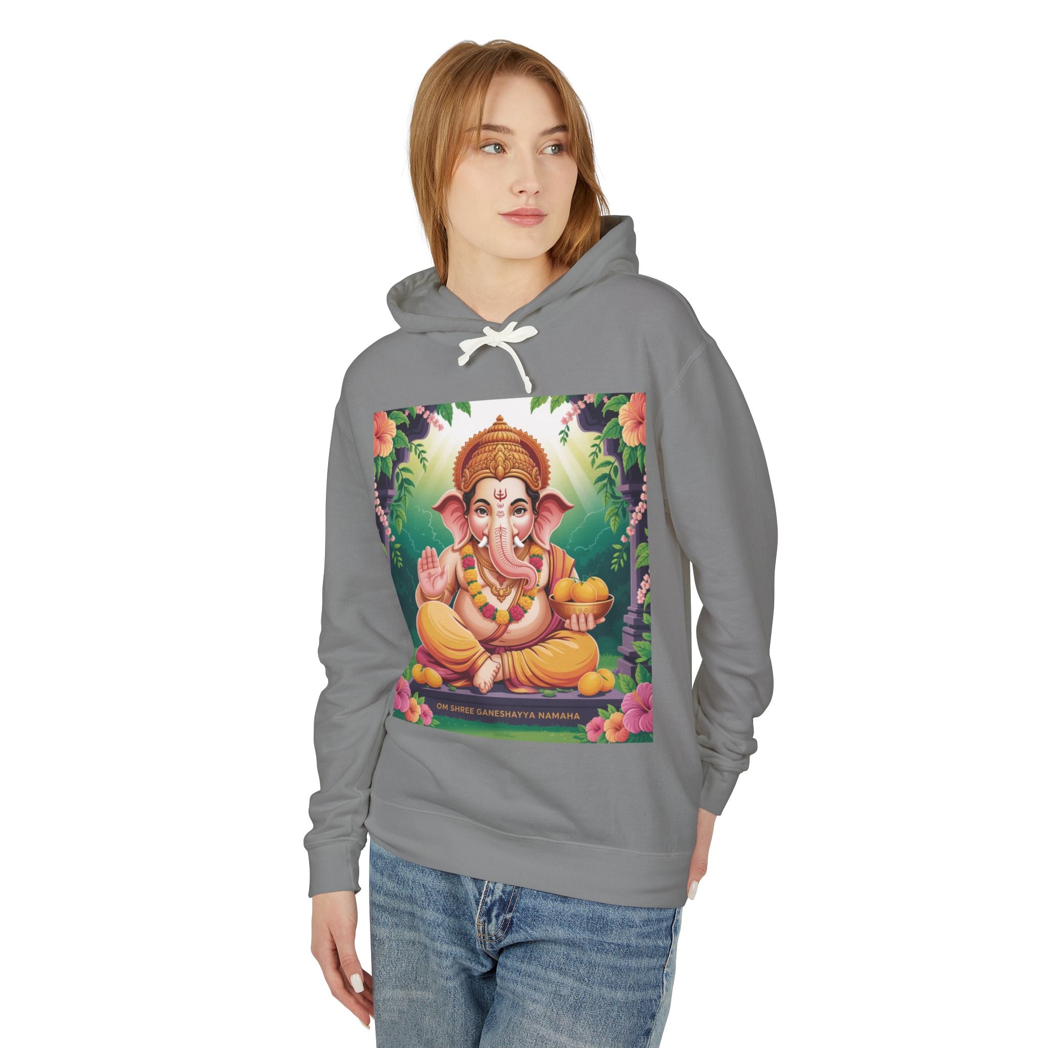 Spiritual Unisex Hoodie, Inspirational Hooded Sweatshirt, Yoga Apparel, Meditation Fashion, Ganesh and Om Design