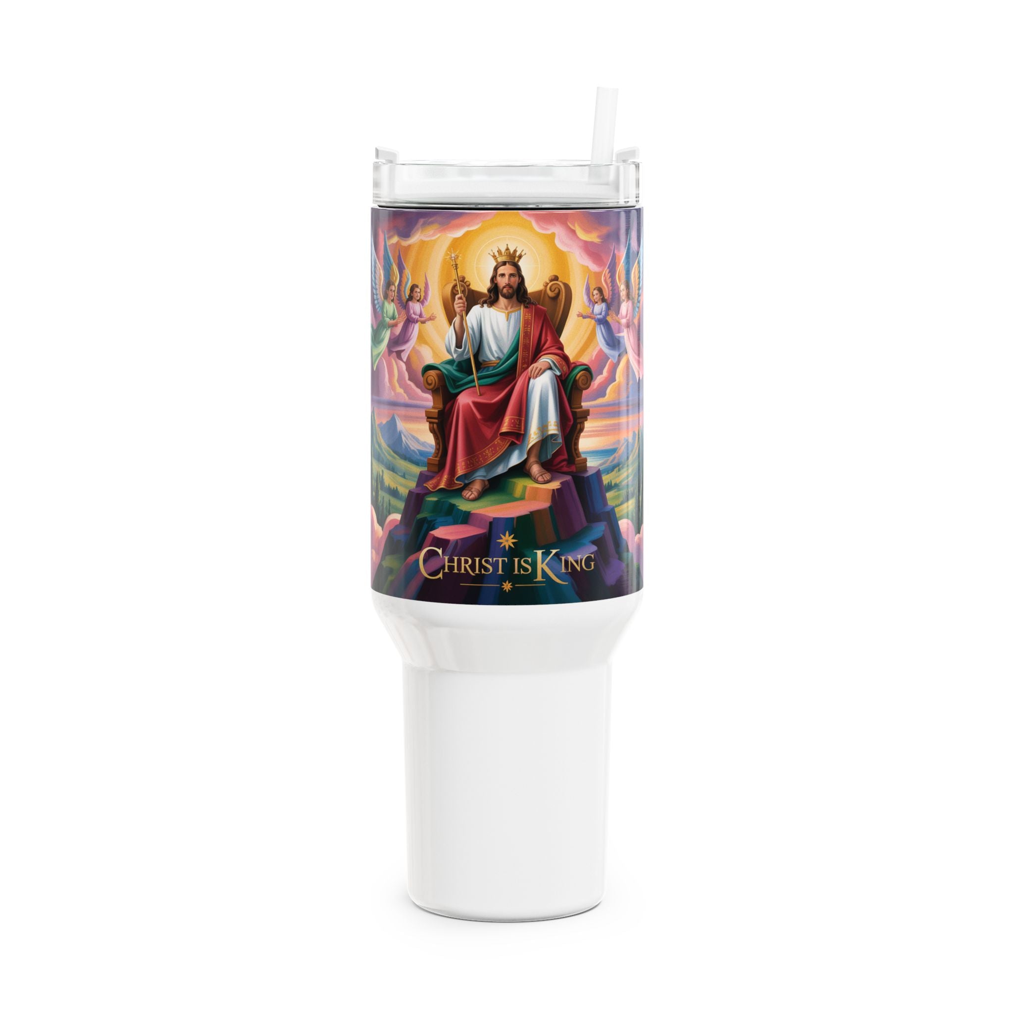 Christ is King 40oz Tumbler - Inspirational Travel Mug, Faithful Drinkware, Christian Gift, Motivational Tumbler, Bible Verse Cup