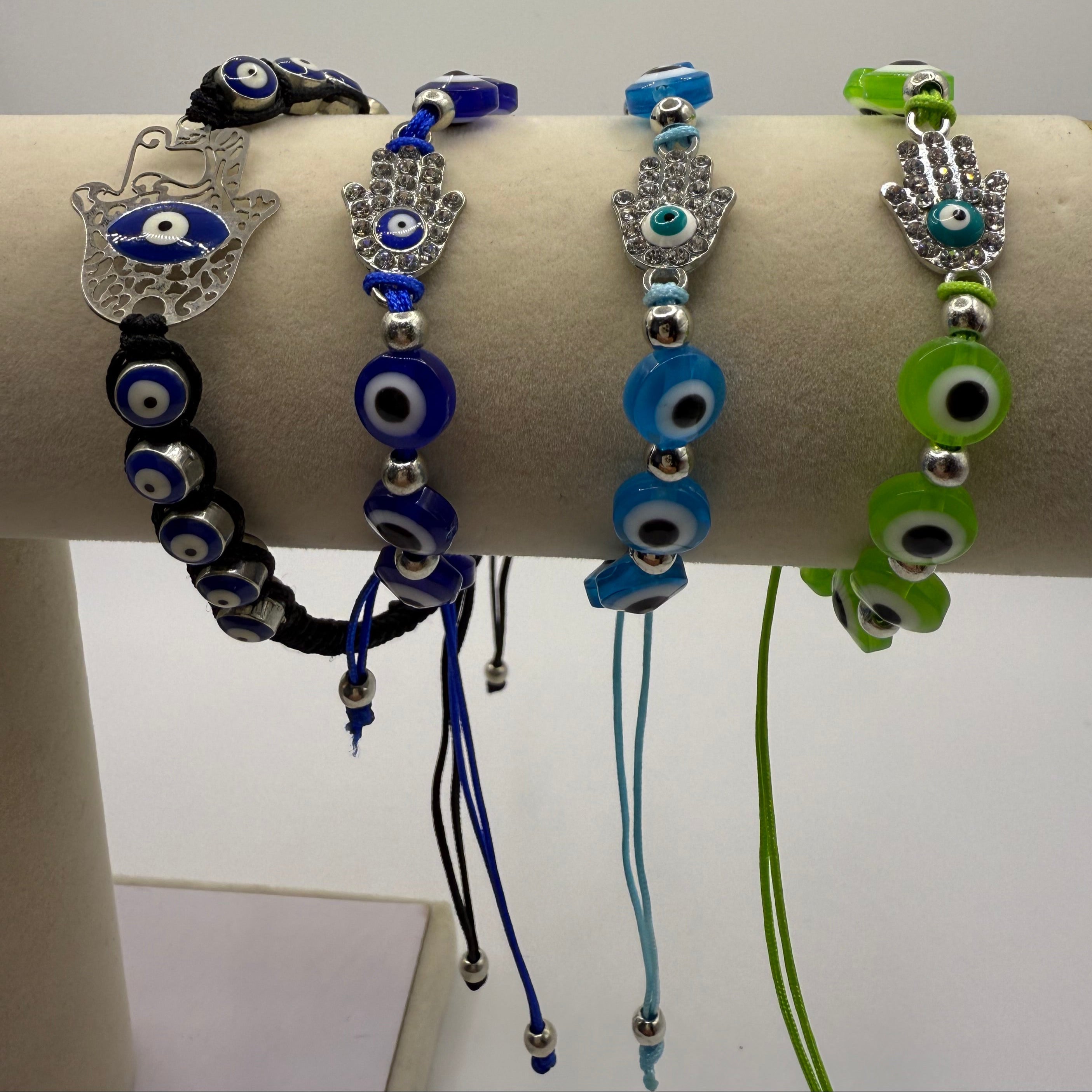 Evil Eye Mal De Ojo Bracelets Evil Eye Hamsa Beaded Charm Stretch Bracelet Hand of Fatima Evil Eye Lucky Bracelet for Protection and Blessing