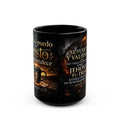 Black Ceramic Mug — Spanish Scripture Design with Lion & 'Jehová' Encouragement (15oz)