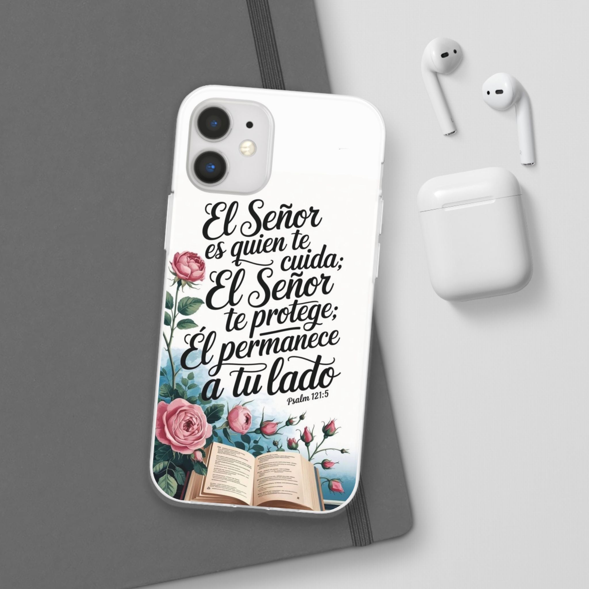 Inspirational Phone Case with Psalm 121:5 Quote, Flexi Case for Protection, Bible Verse Case, Gift for Faith Lovers, Spiritual Décor
