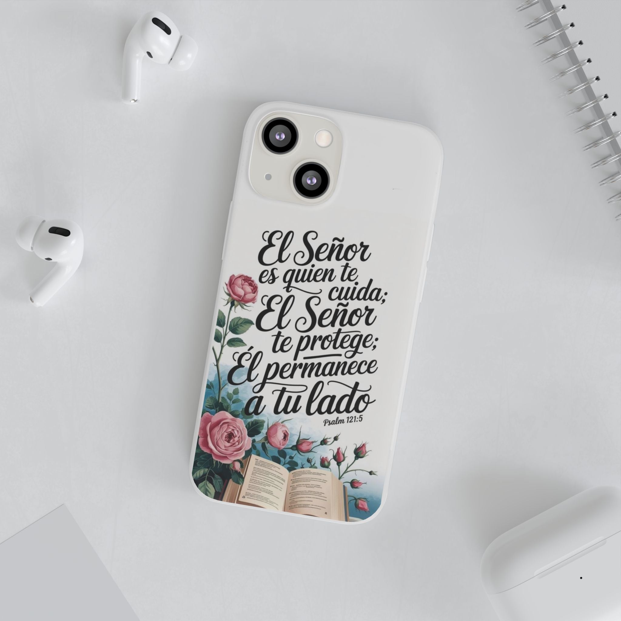 Inspirational Phone Case with Psalm 121:5 Quote, Flexi Case for Protection, Bible Verse Case, Gift for Faith Lovers, Spiritual Décor