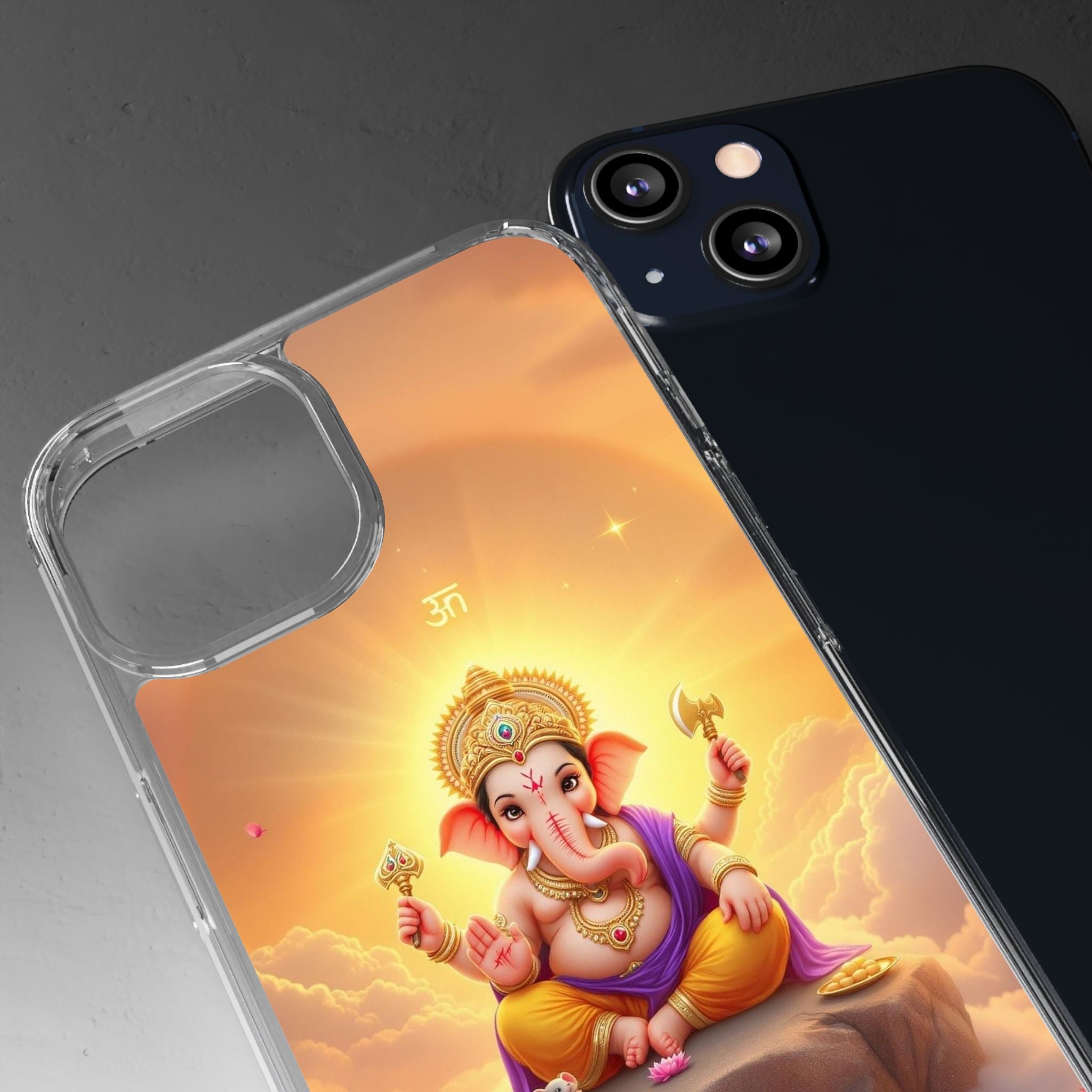 Ganesh Clear Phone Case, Spiritual iPhone Cover, Hindu God Phone Protector, Gift for Her, Boho Phone Accessories