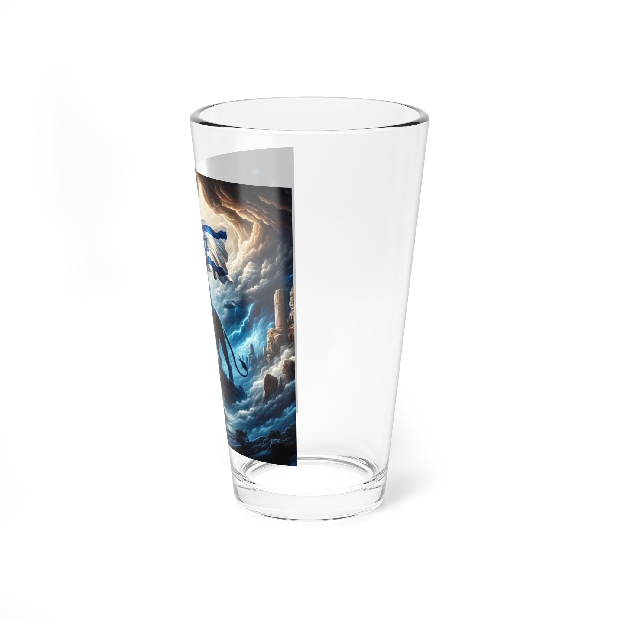 16oz Artistic Mixing Glass with Dramatic Lion Design, Unique Barware, Home Decor, Gift for Lion Lovers, Israel Theme, Special Occasions