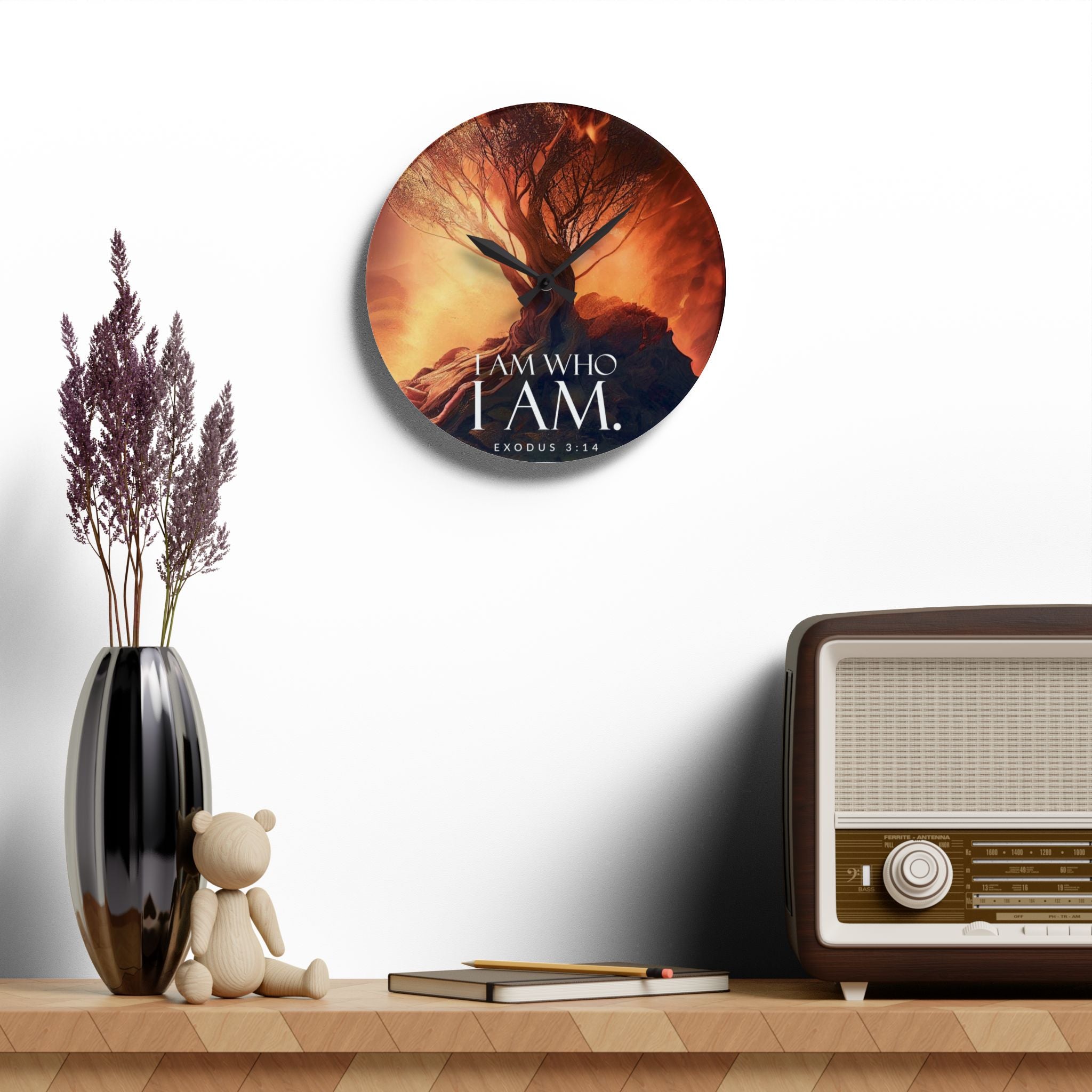 Exquisite Acrylic Wall Clock - "I Am Who I Am" Design, Inspirational Decor, Christian Gift, Unique Home Accent, Modern Scripture Wall Art