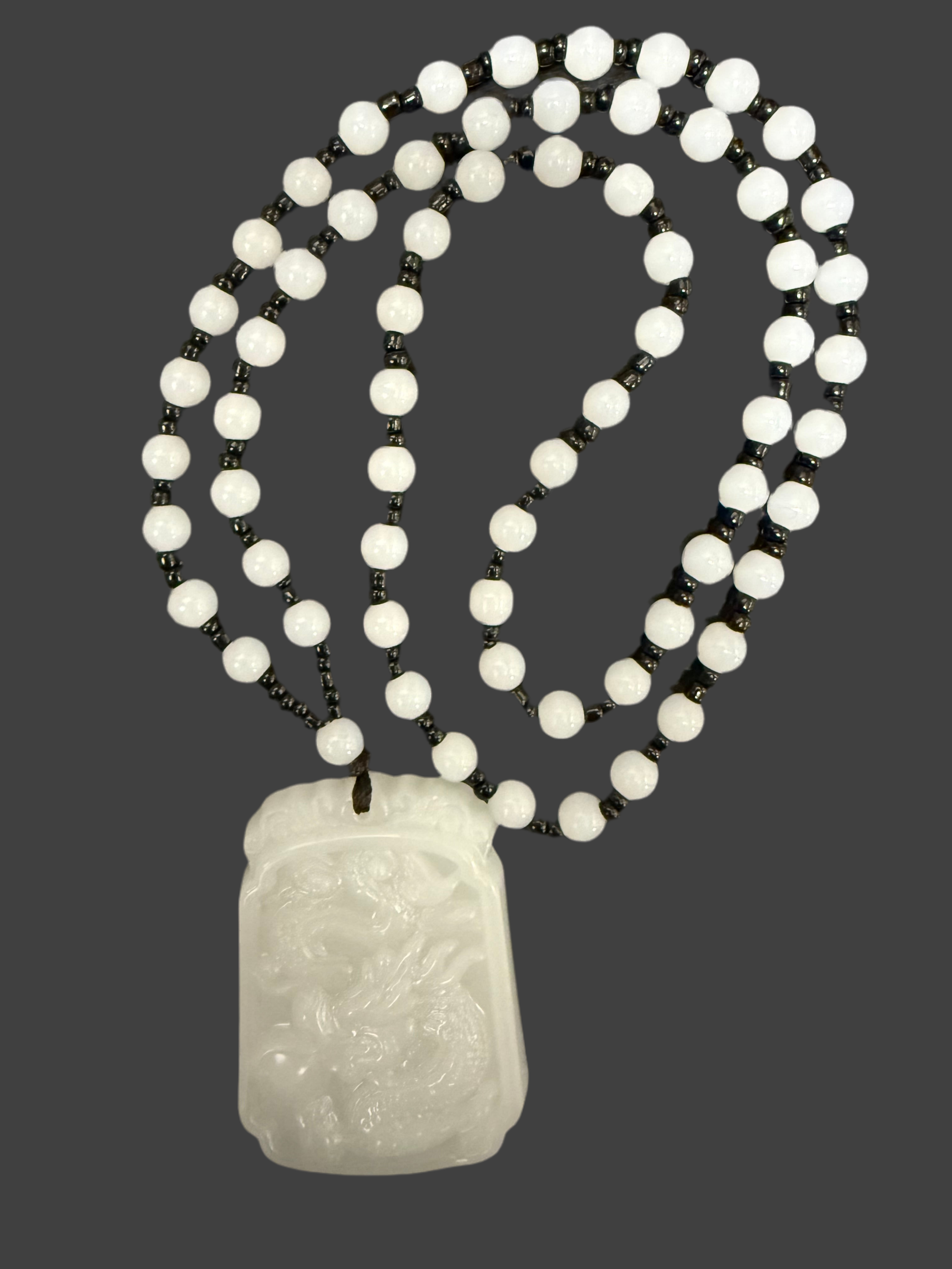 Green Jade Dragon Pendant Necklace