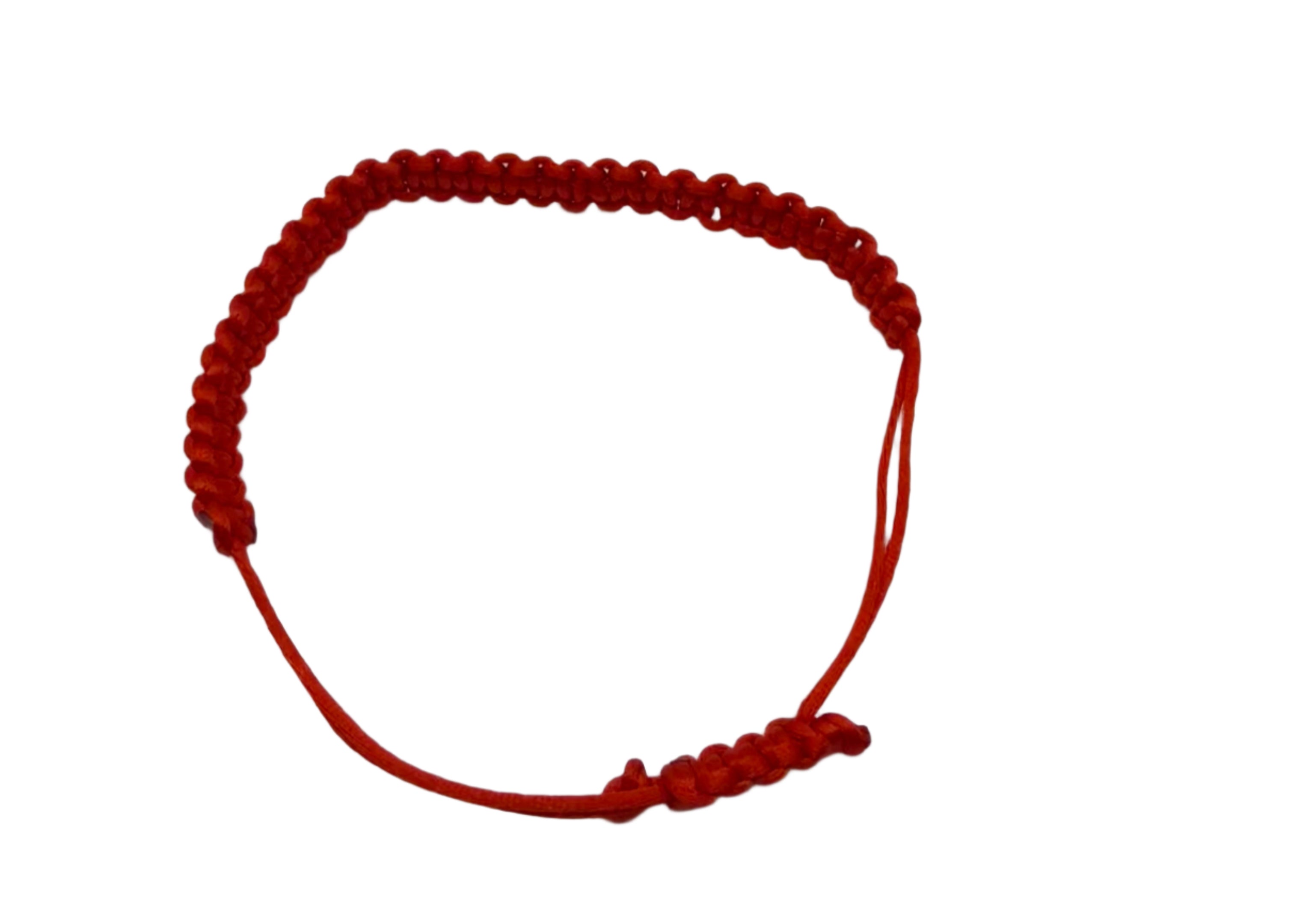 Red bracelet on a light gray background