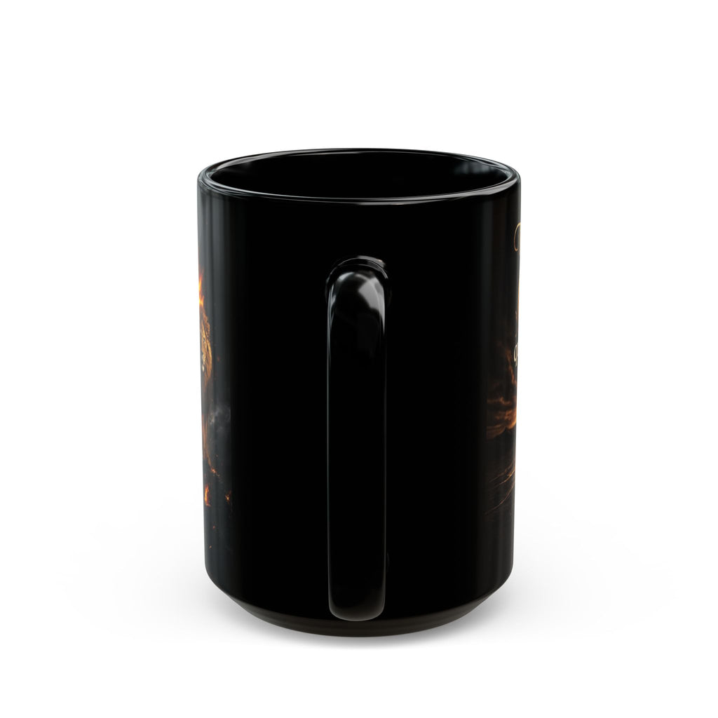 Black Ceramic Mug — Spanish Scripture Design with Lion & 'Jehová' Encouragement (11oz/15oz)