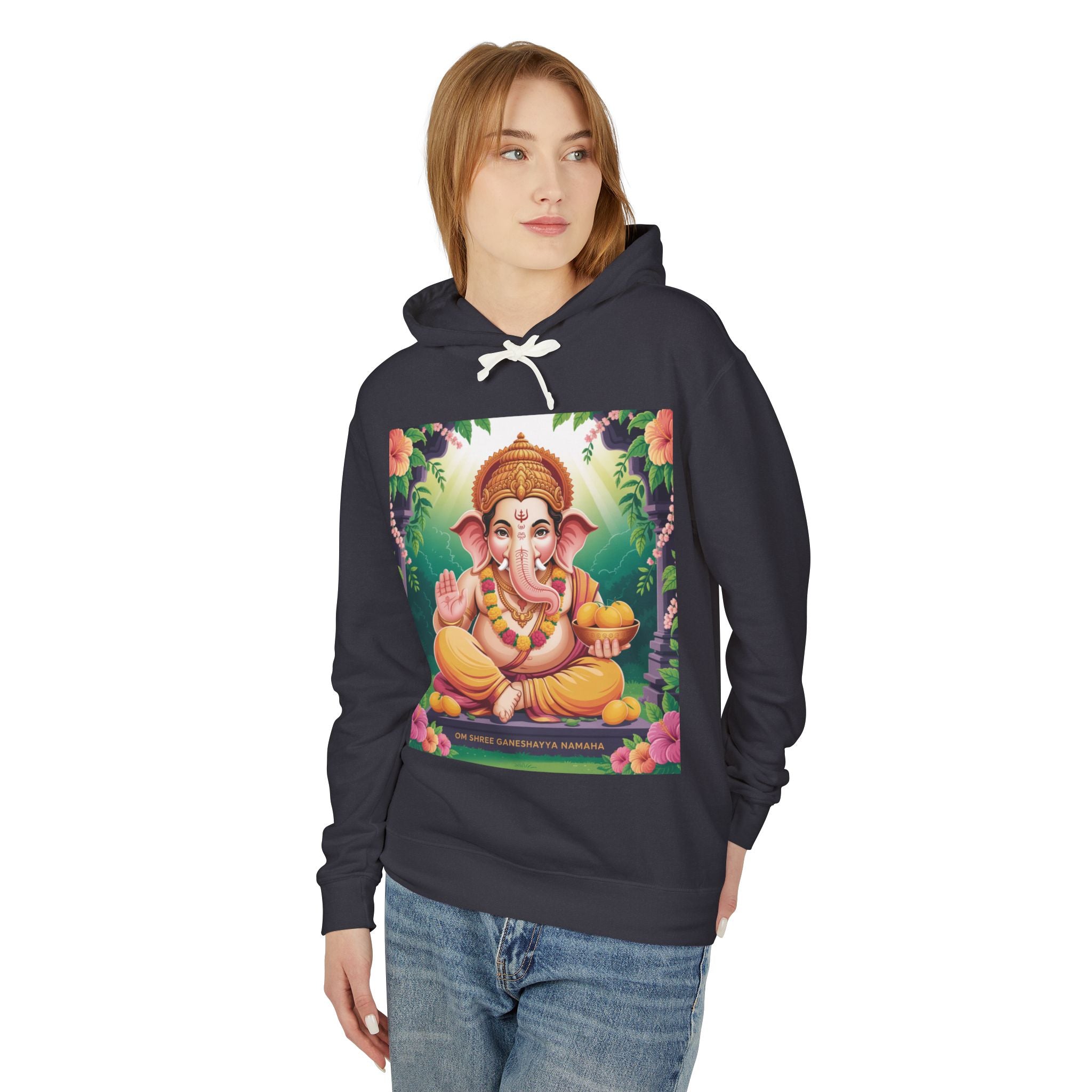 Spiritual Unisex Hoodie, Inspirational Hooded Sweatshirt, Yoga Apparel, Meditation Fashion, Ganesh and Om Design