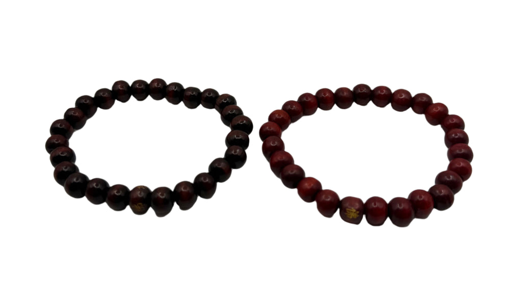 Tibetan Red Wood Imitation Buddhist Mala Prayer Stretch Bracelet Chinese Calligraphy Buddhist Prayer Beads Stretch Bracelet, Protection, Ideal Meditation Accessory