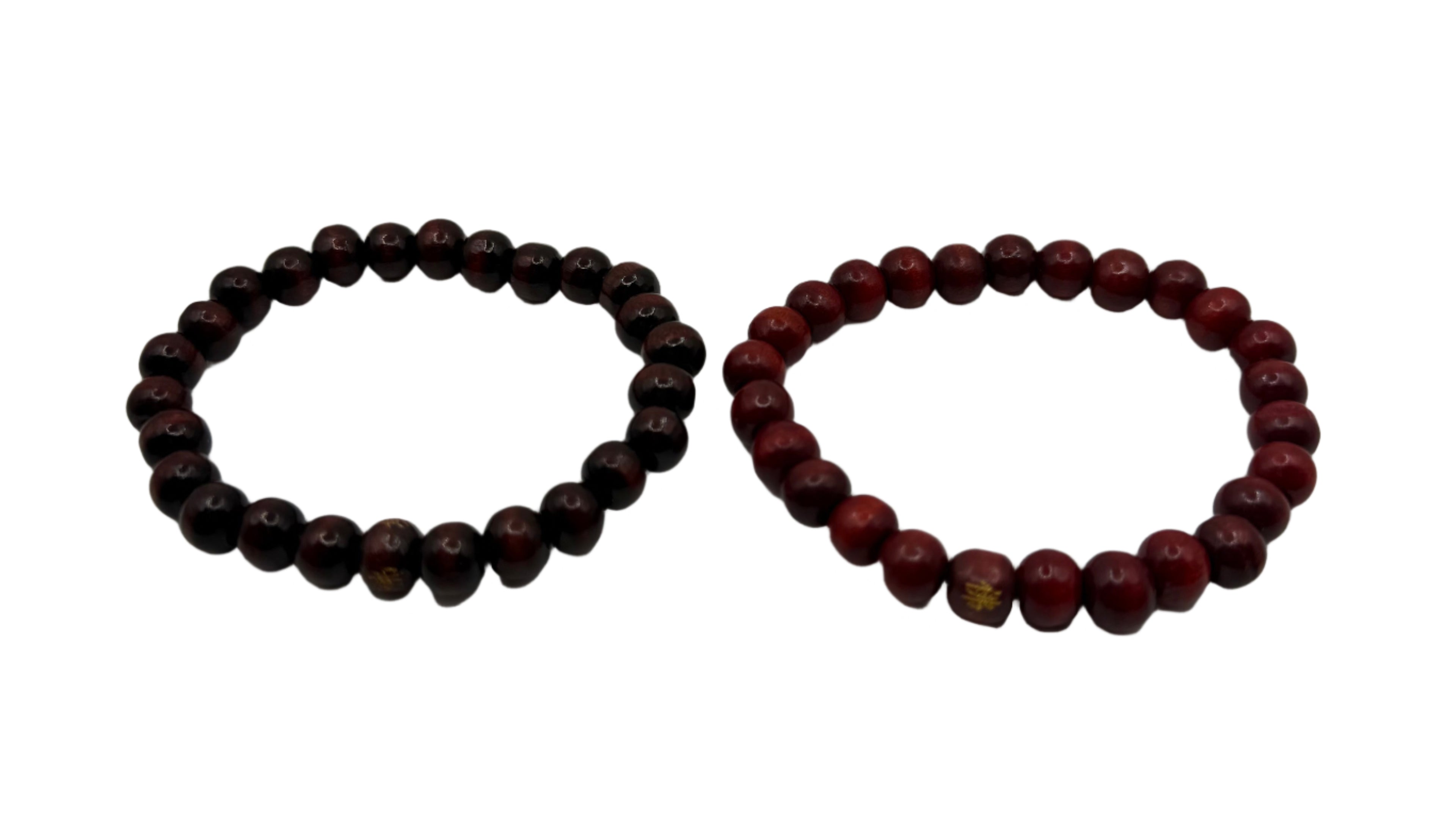Tibetan Red Wood Imitation Buddhist Mala Prayer Stretch Bracelet Chinese Calligraphy Buddhist Prayer Beads Stretch Bracelet, Protection, Ideal Meditation Accessory