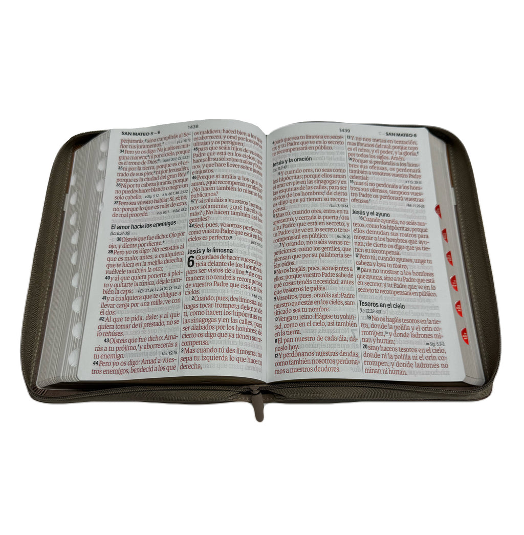 Biblia Letra Súper Gigante 19pts Con Cierre/Index Negro/Café/Beige