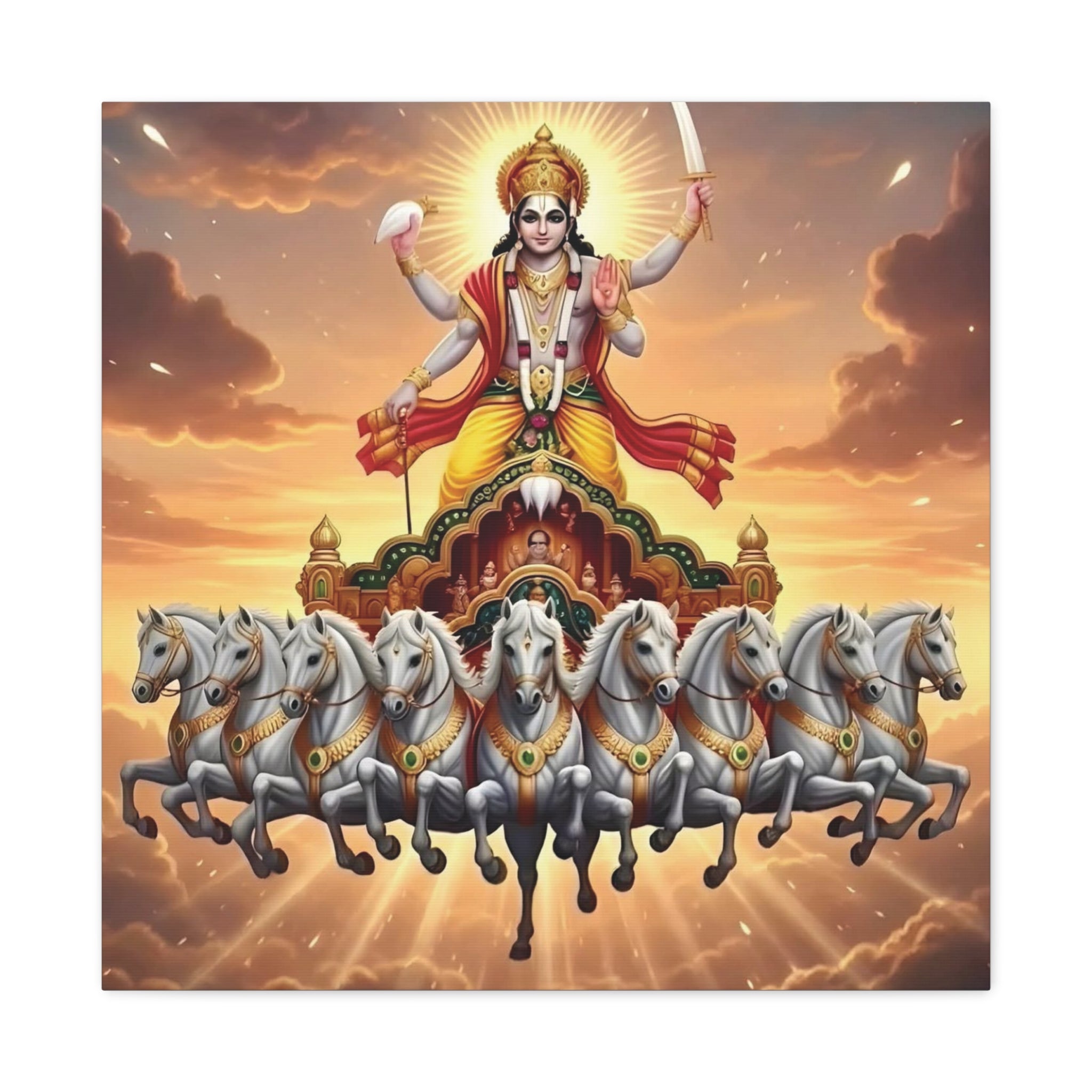 Khrisna Divine Canvas Wall Art, Home Decor, Spiritual Gift, Religious Artwork, Hindu Art