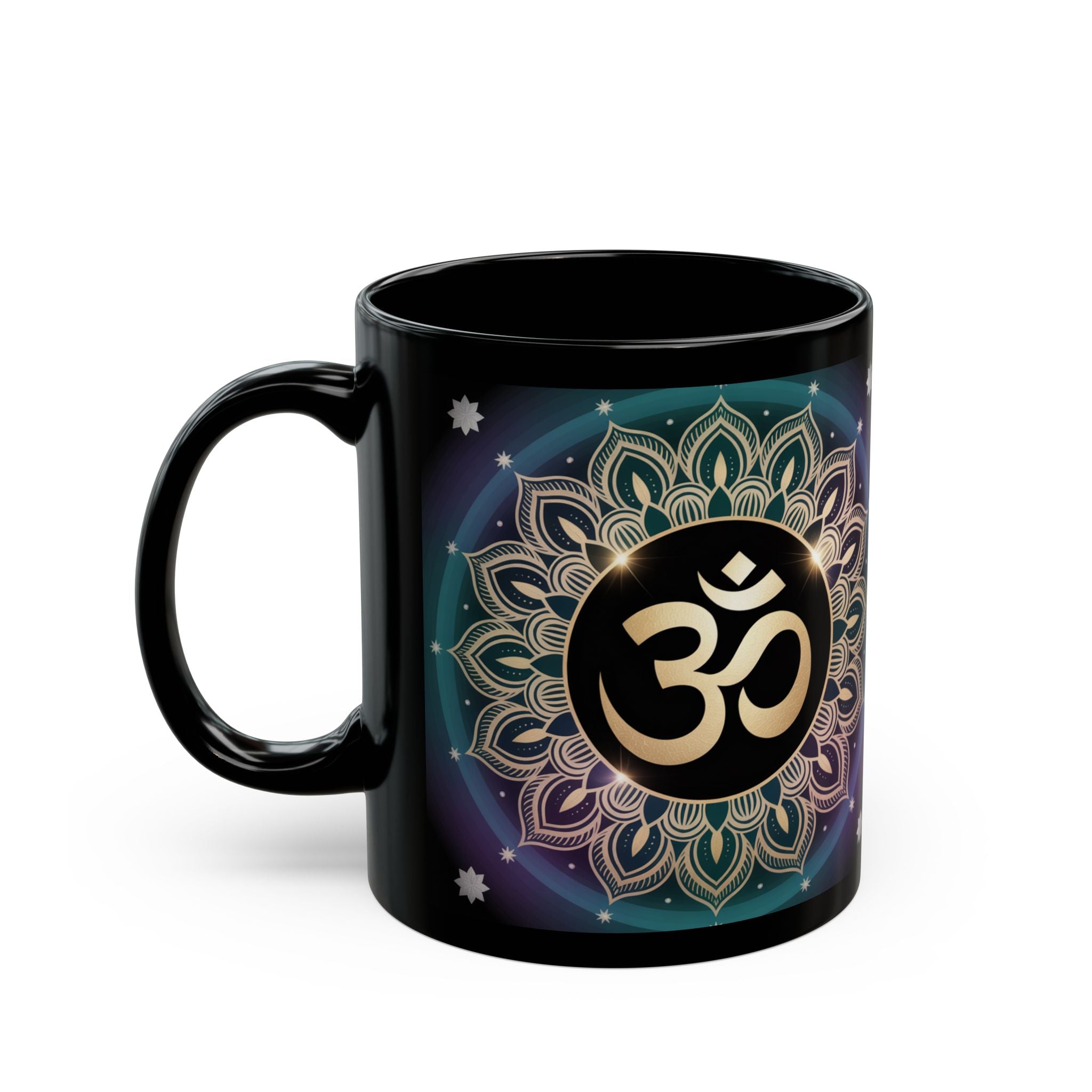 Black Mug Featuring Ganesh and Mandala - Spiritual Gift, Coffee Cup, Home Decor, Yoga, Meditation, Hindu Art