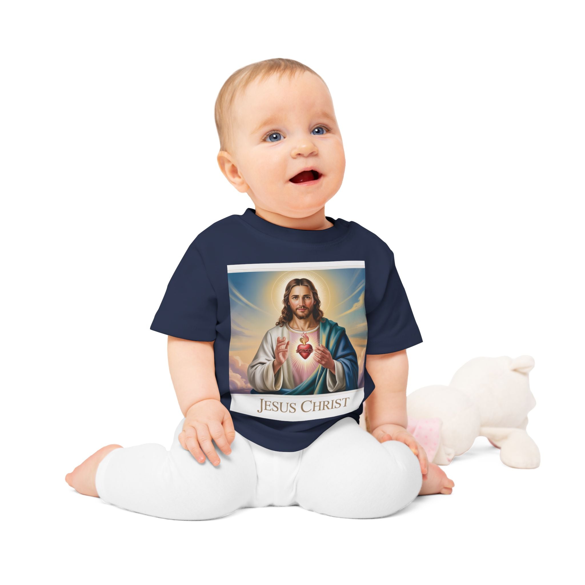 Jesus Christ Baby T-Shirt, Cute Christening Outfit, Infant Religious Apparel, Baby Shower Gift, First Communion Top