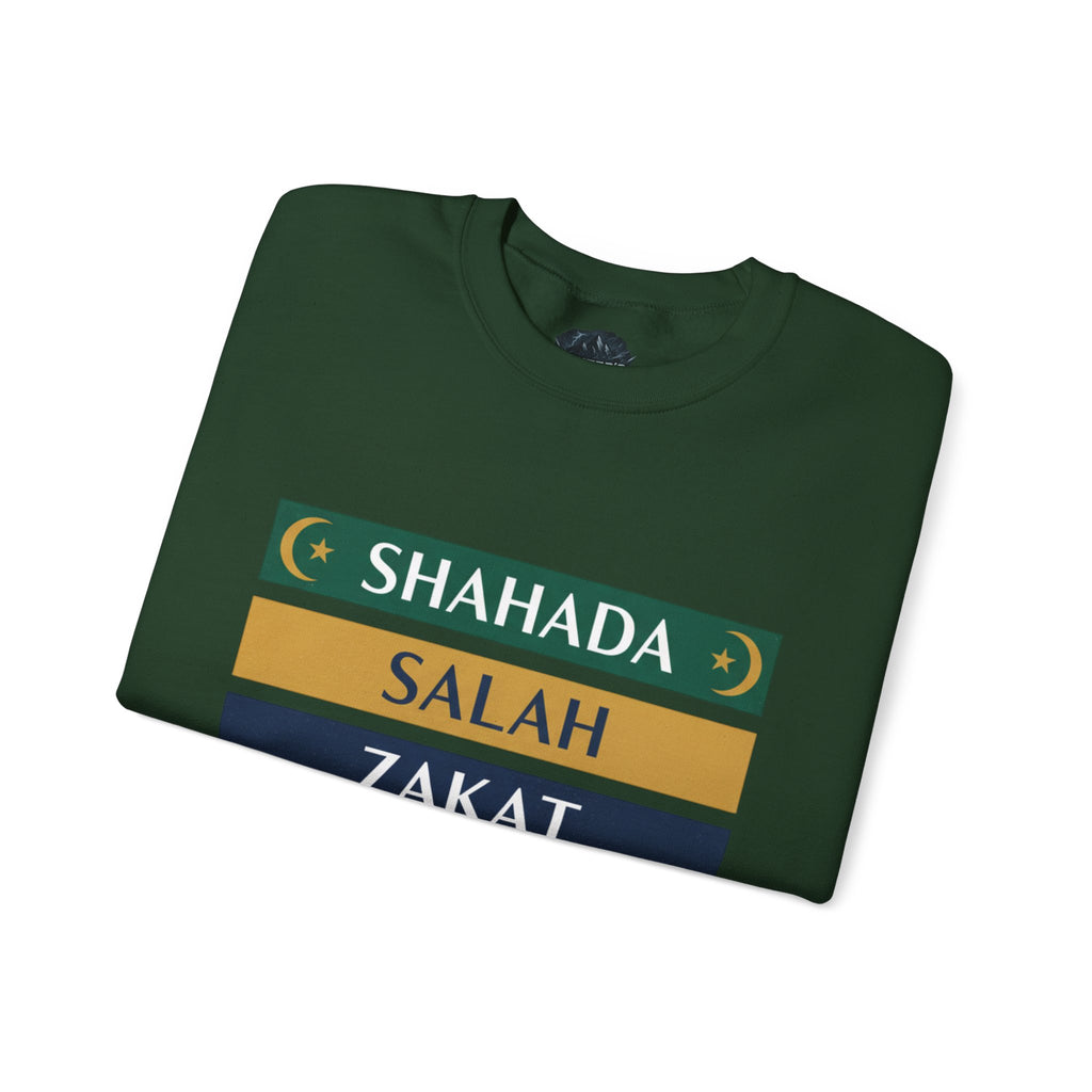 Islamic Pillars Sweatshirt — Shahada, Salah, Zakat, Fasting, Hajj Crewneck