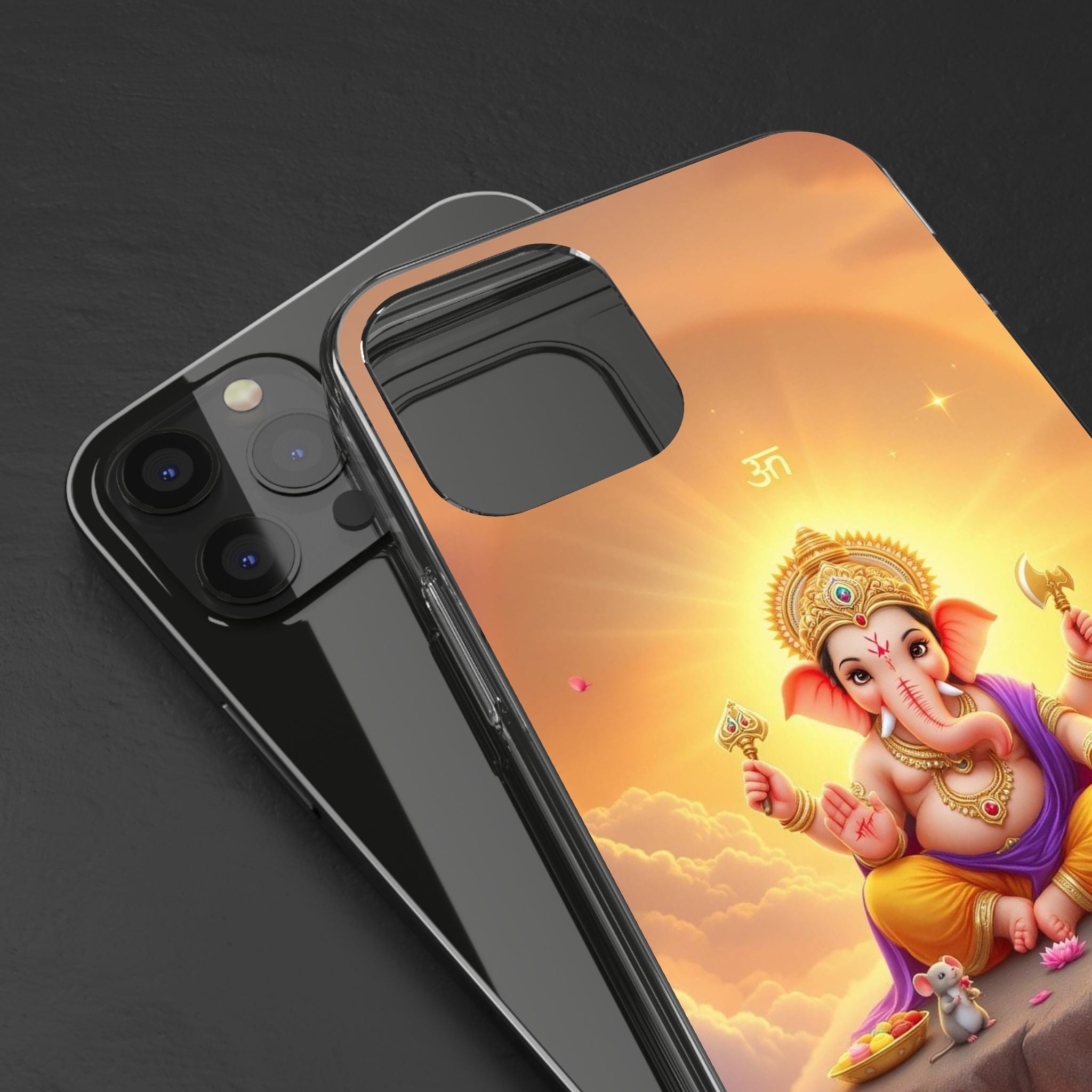 Ganesh Clear Phone Case, Spiritual iPhone Cover, Hindu God Phone Protector, Gift for Her, Boho Phone Accessories