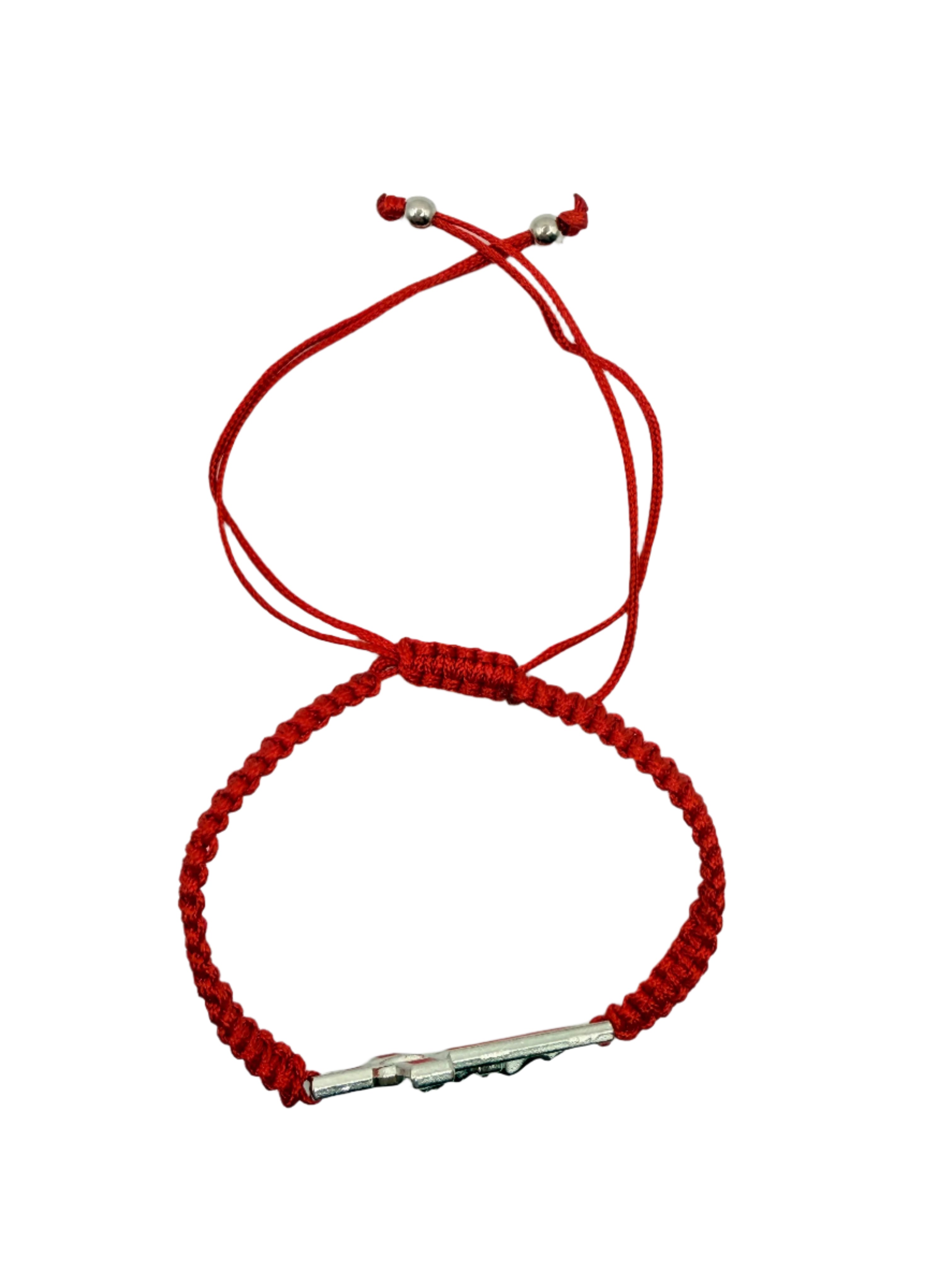 Braided Grace: Red Cross & Silver Christ