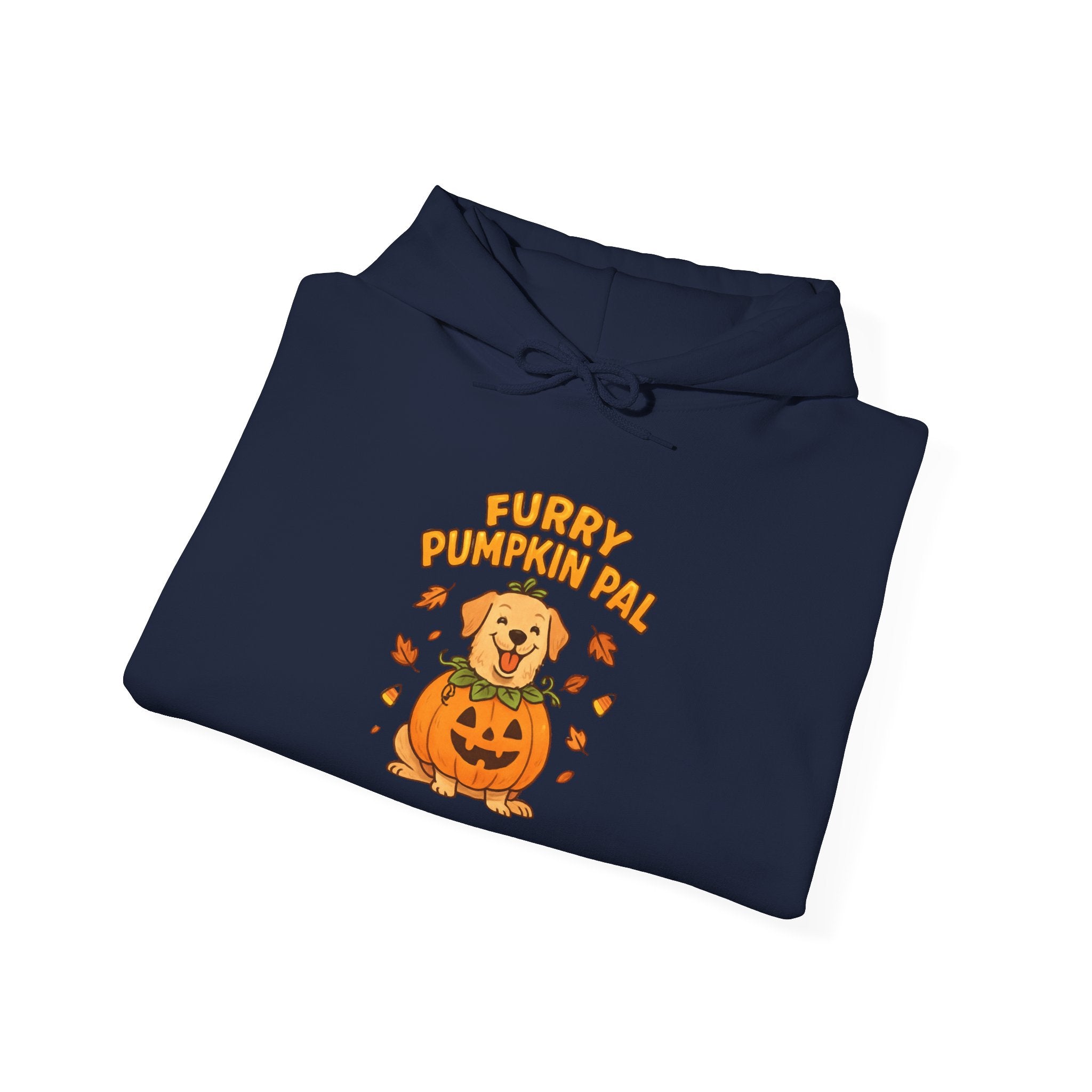 Furry Pumpkin Pal - Halloween Unisex Heavy Blend™ Hooded Sweatshirt