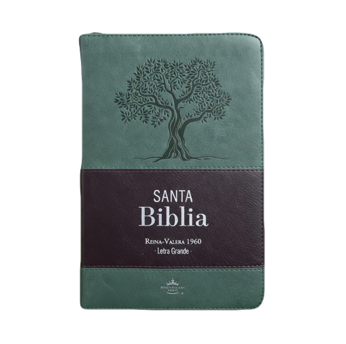 Biblia Letra Grande 12pts Con Cierre/Index RV1960 Verde/Marron Árbol