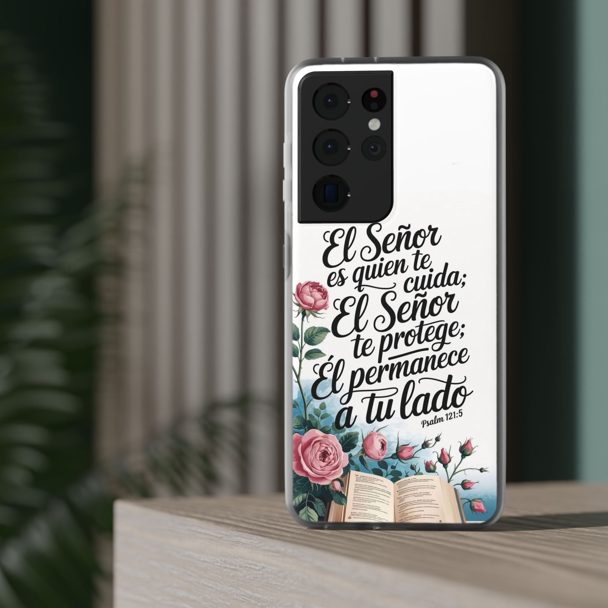 Inspirational Phone Case with Psalm 121:5 Quote, Flexi Case for Protection, Bible Verse Case, Gift for Faith Lovers, Spiritual Décor