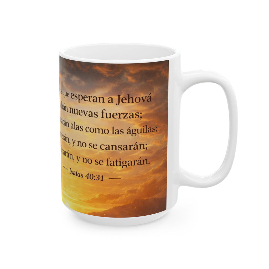 Inspirational Eagle Ceramic Mug — Isaiah 40:31 Spanish Scripture Coffee Cup (11oz/15oz)