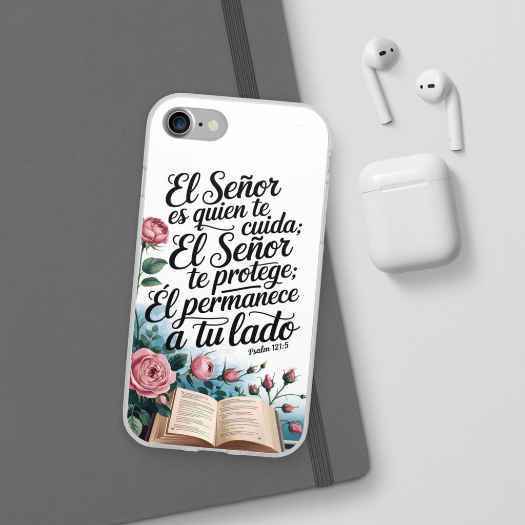 Inspirational Phone Case with Psalm 121:5 Quote, Flexi Case for Protection, Bible Verse Case, Gift for Faith Lovers, Spiritual Décor