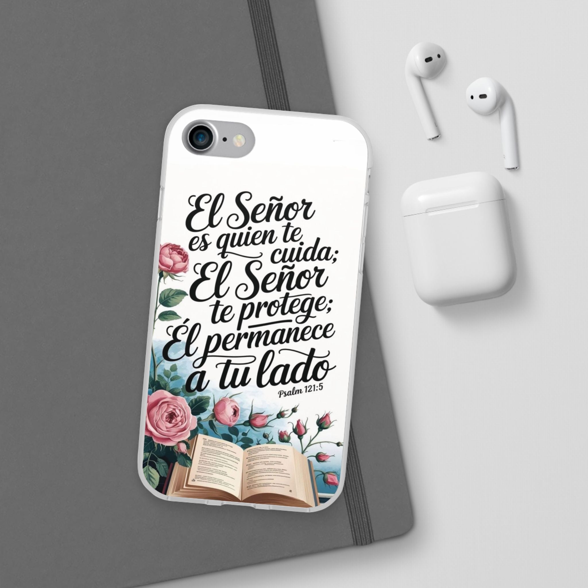 Inspirational Phone Case with Psalm 121:5 Quote, Flexi Case for Protection, Bible Verse Case, Gift for Faith Lovers, Spiritual Décor