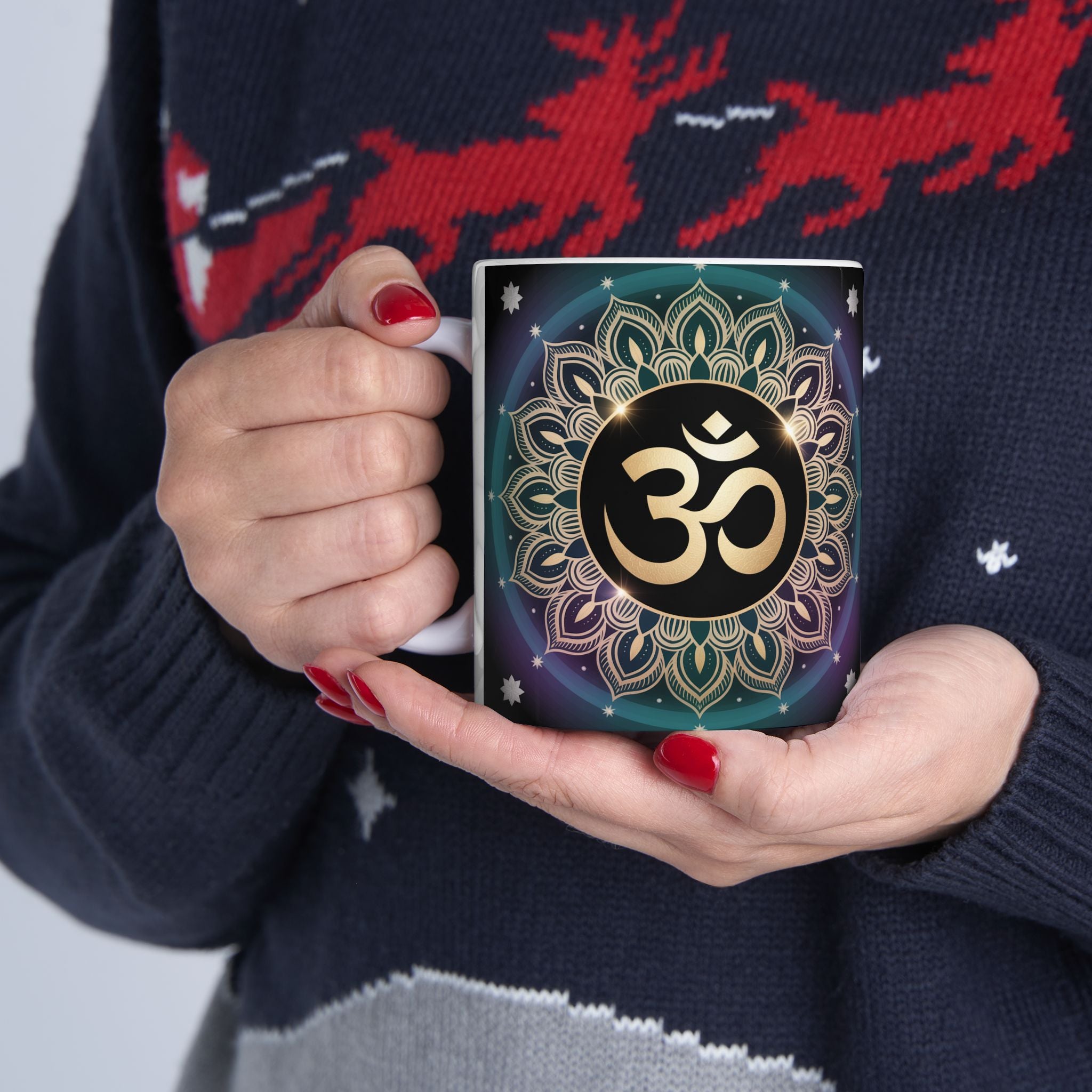 Spiritual Ganesh Ceramic Mug, Meditation Gift, Indian Art Mug, Home Decor, Tea Coffee Cup, Festival Gift Idea