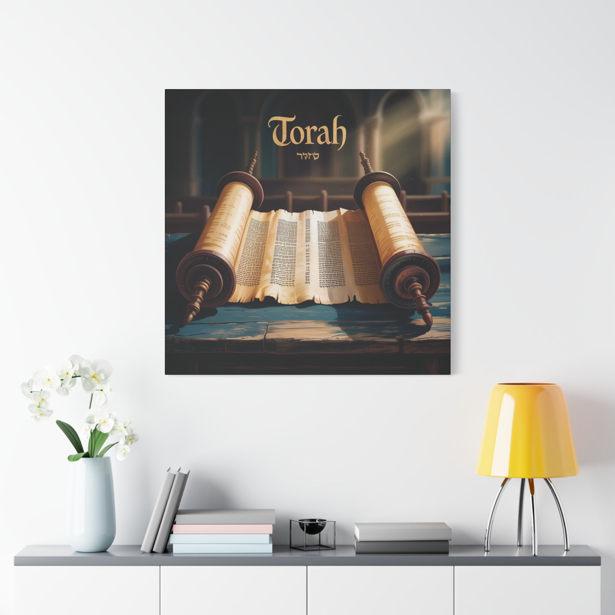 Torah Canvas Wall Art, Spiritual Home Decor, Jewish Gift, Torah Scroll Print, Religious Art, Art for Celebrations