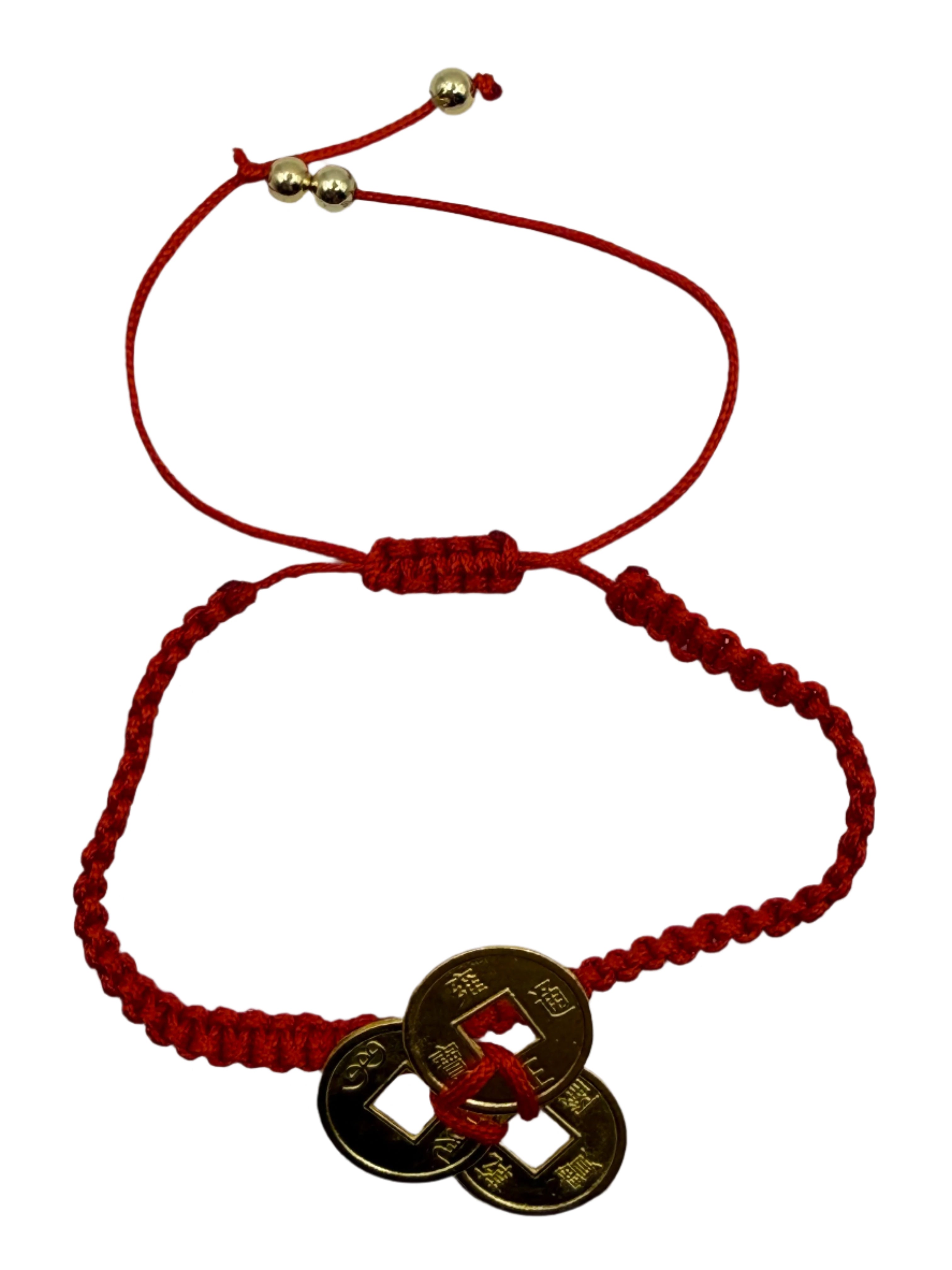 Chinese Wealth Lucky Coins Red String Bracelet