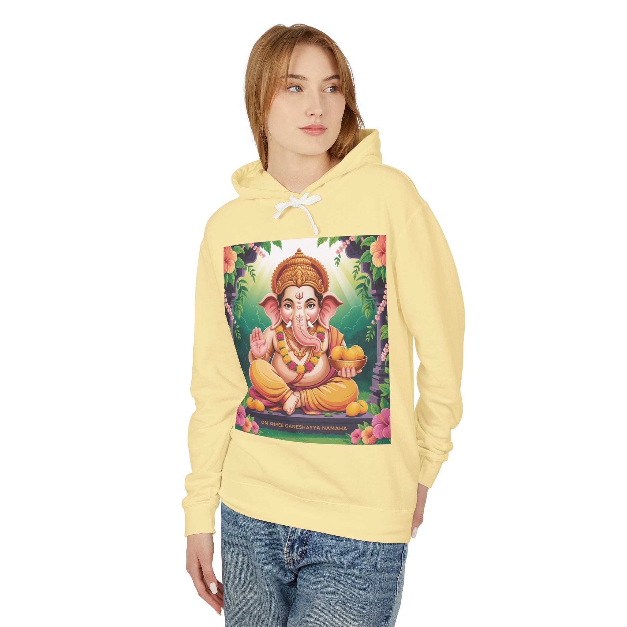 Spiritual Unisex Hoodie, Inspirational Hooded Sweatshirt, Yoga Apparel, Meditation Fashion, Ganesh and Om Design