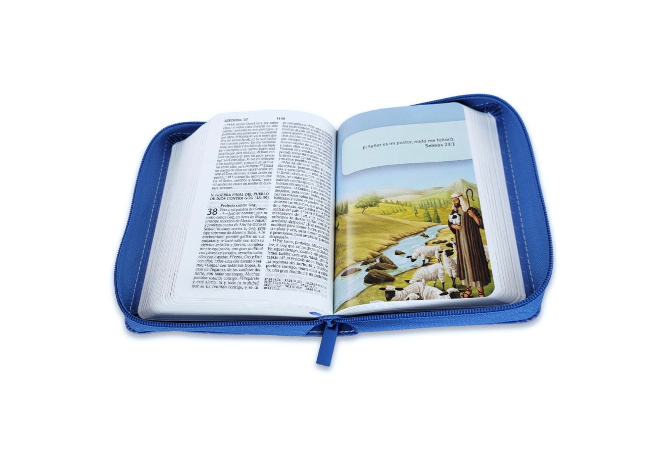 Biblia Compacta con Cierre para Niños RV2020 imit piel azul niños con mamá
