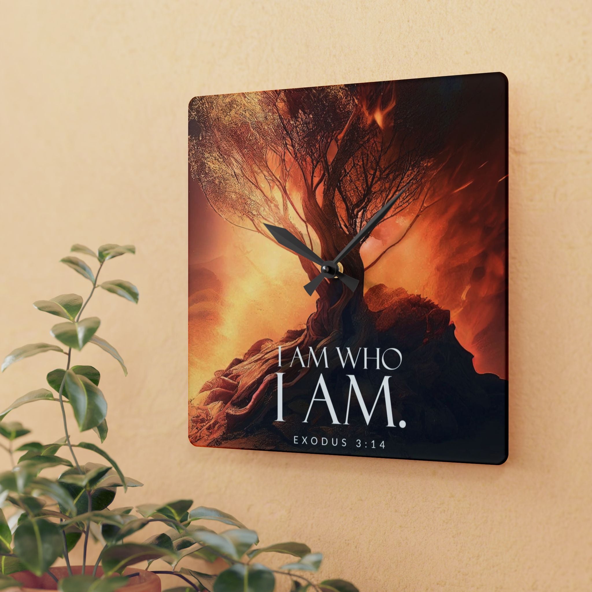Exquisite Acrylic Wall Clock - "I Am Who I Am" Design, Inspirational Decor, Christian Gift, Unique Home Accent, Modern Scripture Wall Art