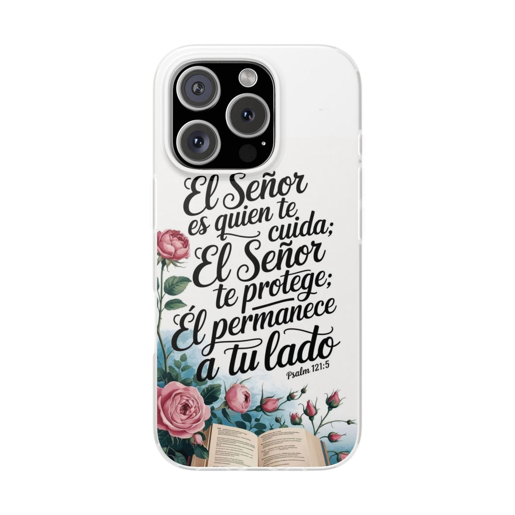 Inspirational Phone Case with Psalm 121:5 Quote, Flexi Case for Protection, Bible Verse Case, Gift for Faith Lovers, Spiritual Décor